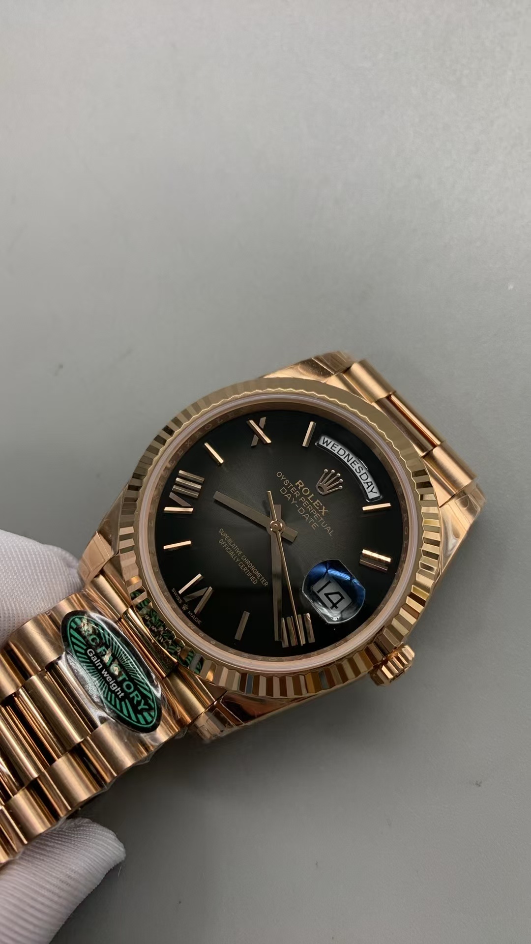 (image for) RCF Rolex Day-Date Rose Gold Ombre Black Dial Super Clone 3255 Movement