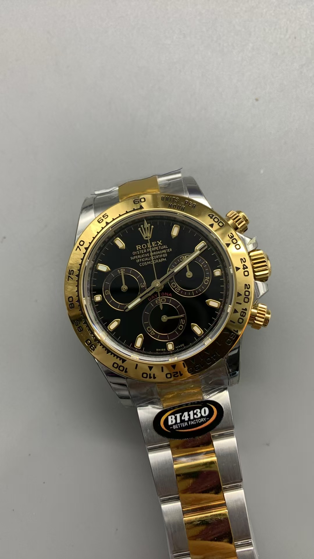(image for) BTF Rolex Daytona Two Tone Yellow Gold Black Dial with Super Clone 4130 Movement