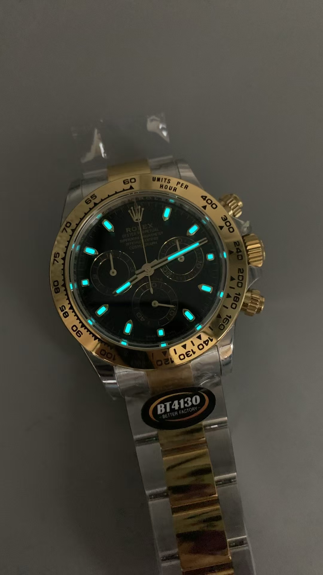 (image for) BTF Rolex Daytona Two Tone Yellow Gold Black Dial with Super Clone 4130 Movement
