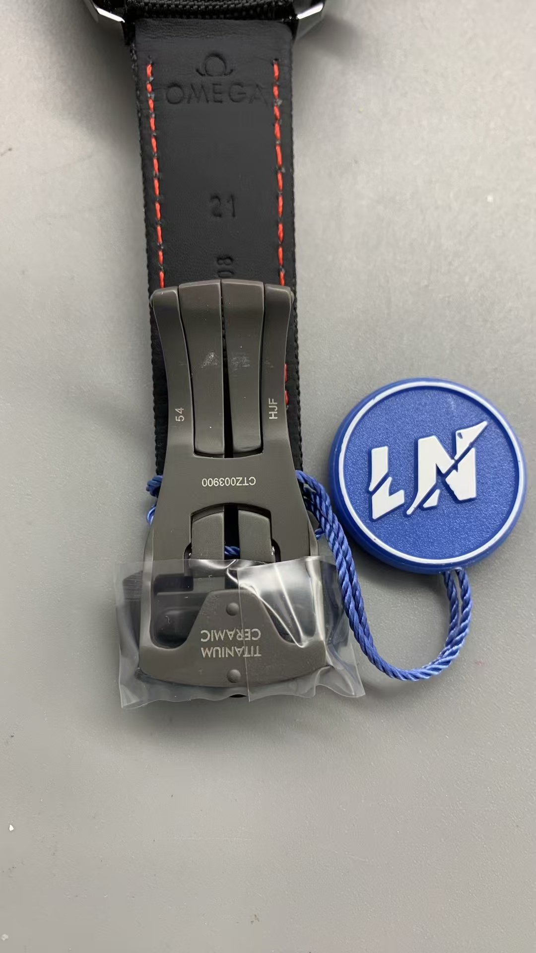 (image for) N1F Omega Speedmaster Moon Watch Dark Side of the Moon Ceramic Case Clone 9300 Movement Nylon Band