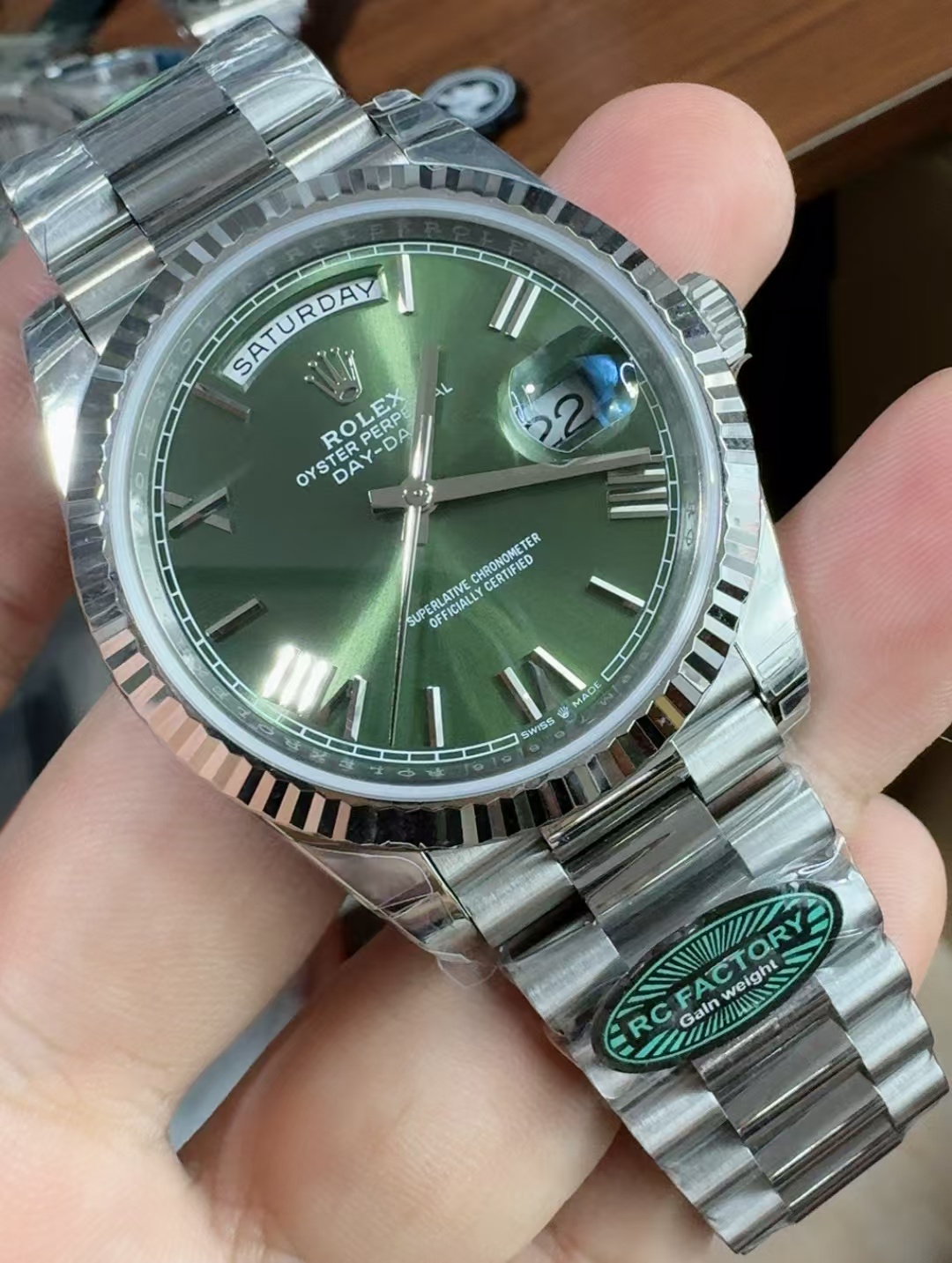 (image for) RCF Rolex Day-Date Gain Weight Green Dial with Super Clone 3255 Movement