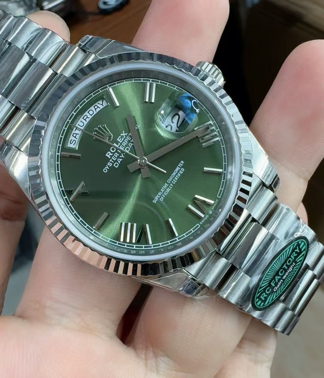 (image for) RCF Rolex Day-Date Gain Weight Green Dial with Super Clone 3255 Movement
