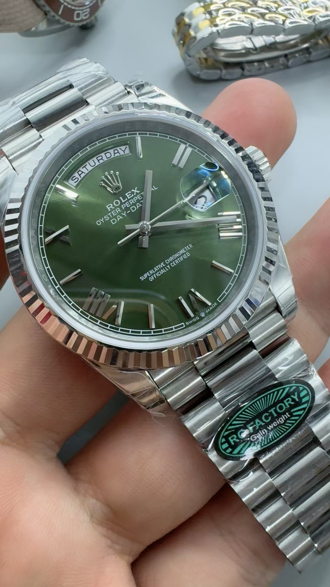 (image for) RCF Rolex Day-Date Gain Weight Green Dial with Super Clone 3255 Movement