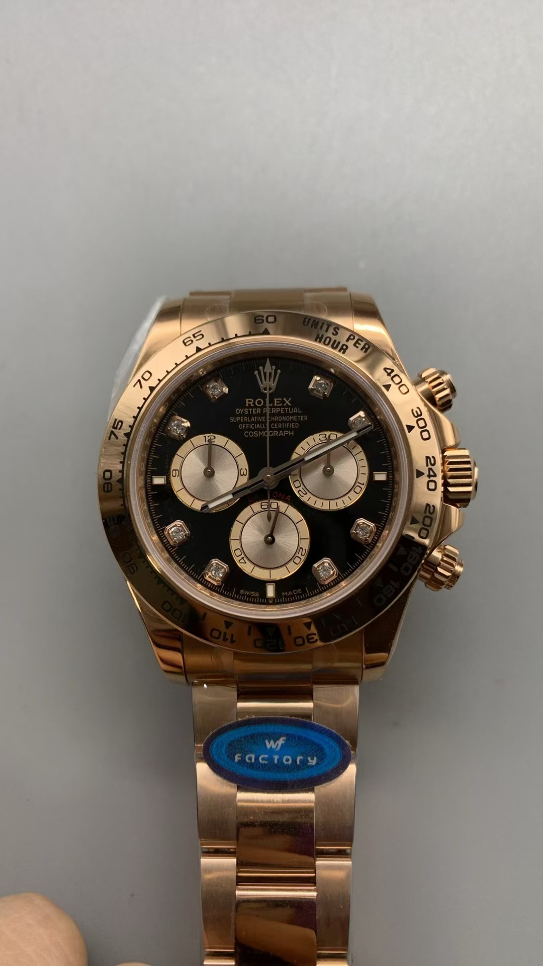 (image for) WF Rolex Daytona Gain Weight Rose Gold Case Black Diamond Dial with Super Clone 4131 Movement