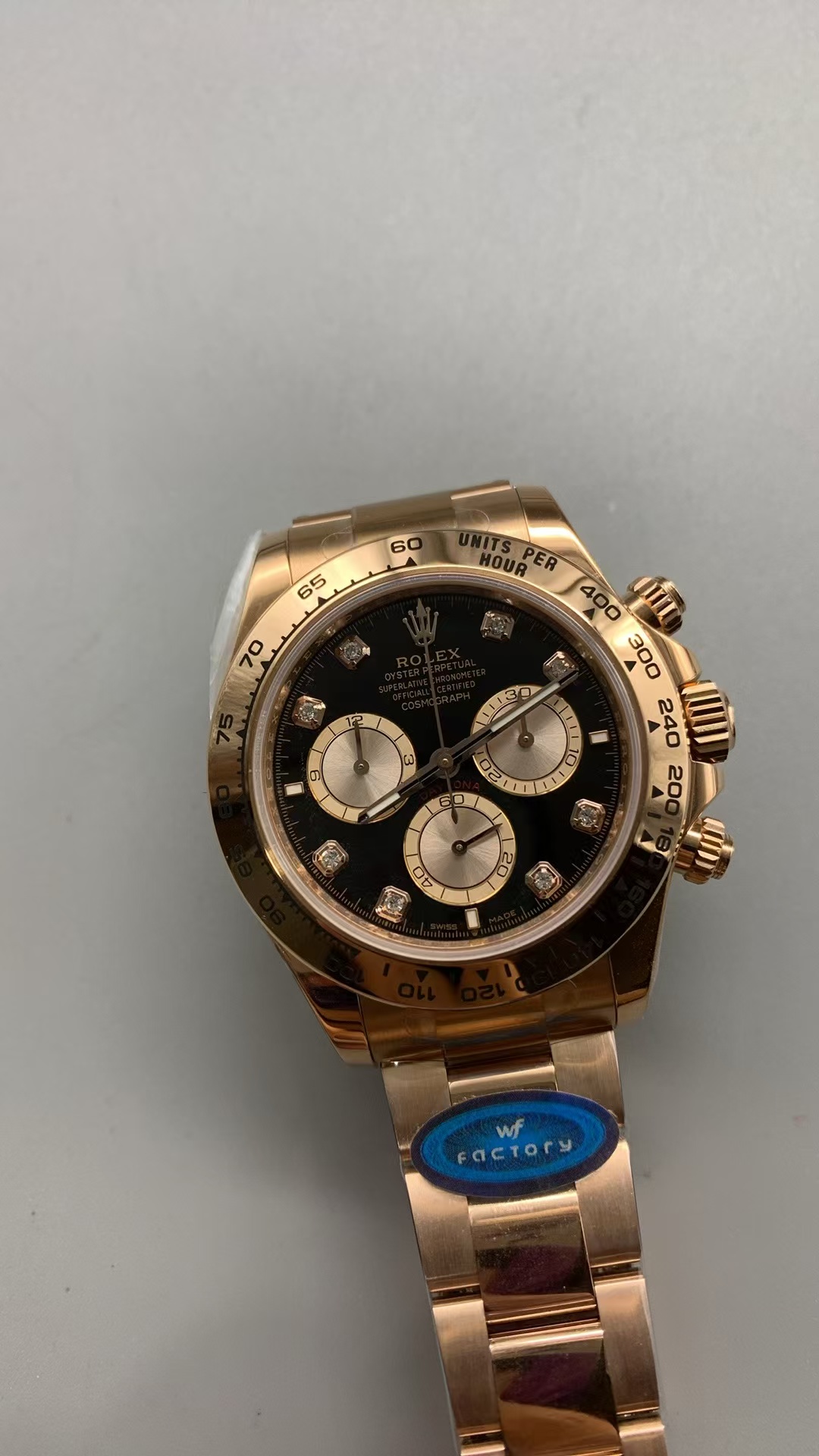 (image for) WF Rolex Daytona Gain Weight Rose Gold Case Black Diamond Dial with Super Clone 4131 Movement