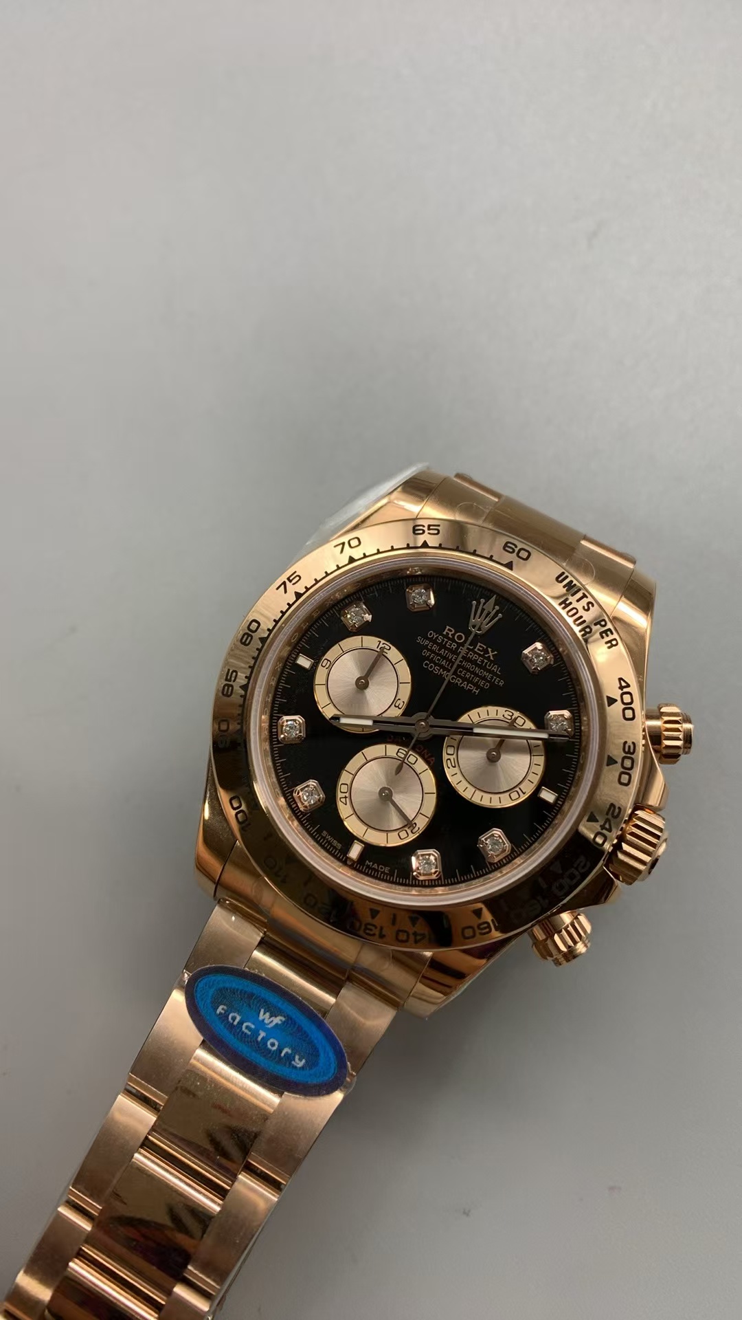 (image for) WF Rolex Daytona Gain Weight Rose Gold Case Black Diamond Dial with Super Clone 4131 Movement