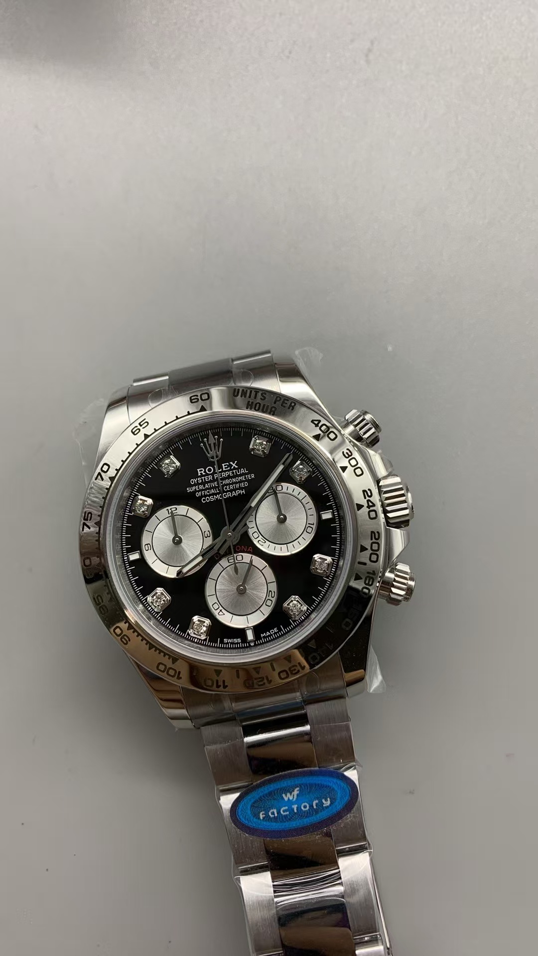 (image for) WF Rolex Daytona Gain Weight Black Diamond Dial with Super Clone 4131 Movement