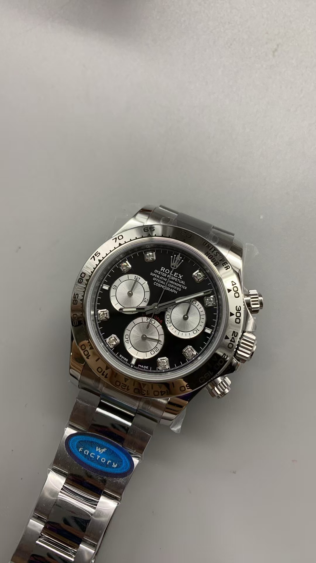 (image for) WF Rolex Daytona Gain Weight Black Diamond Dial with Super Clone 4131 Movement