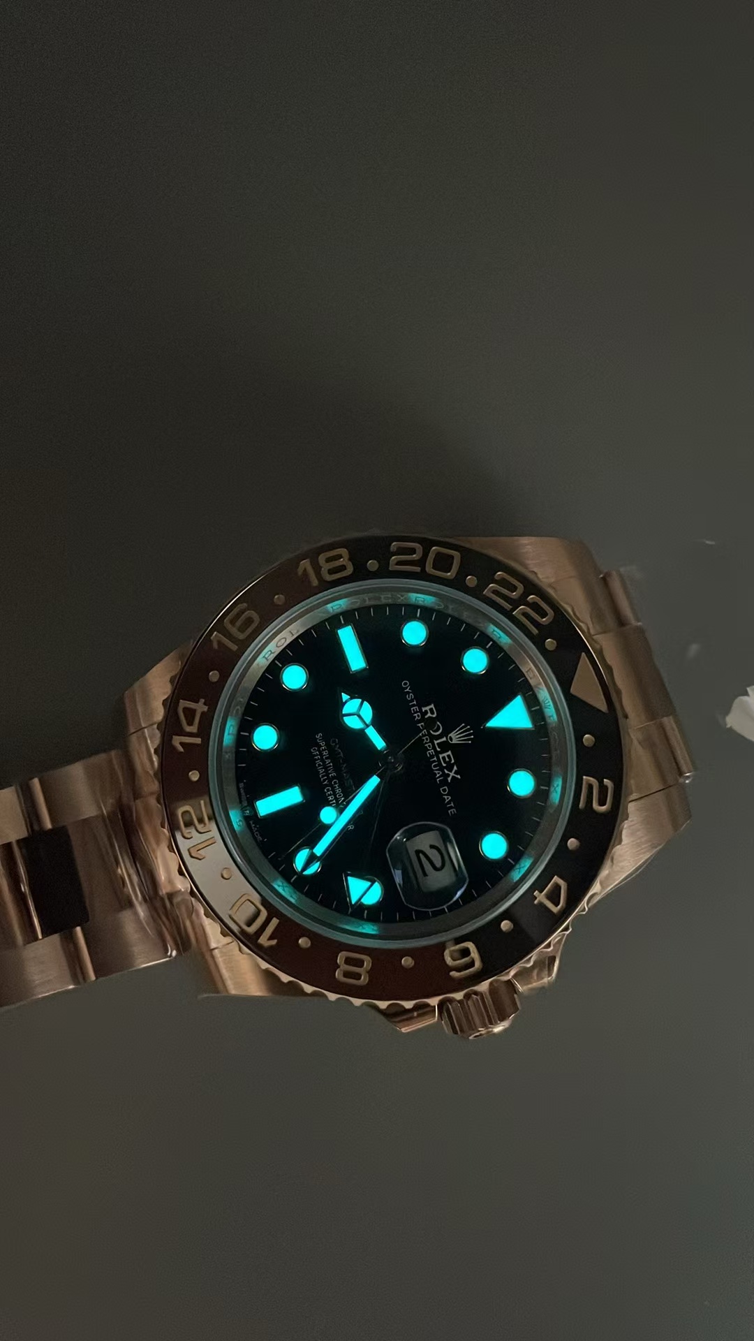 (image for) Gold Factory Rolex GMT-Master II 126715 Gain Weight Rose Gold Case Black Dial with Super Clone 3285 Movement