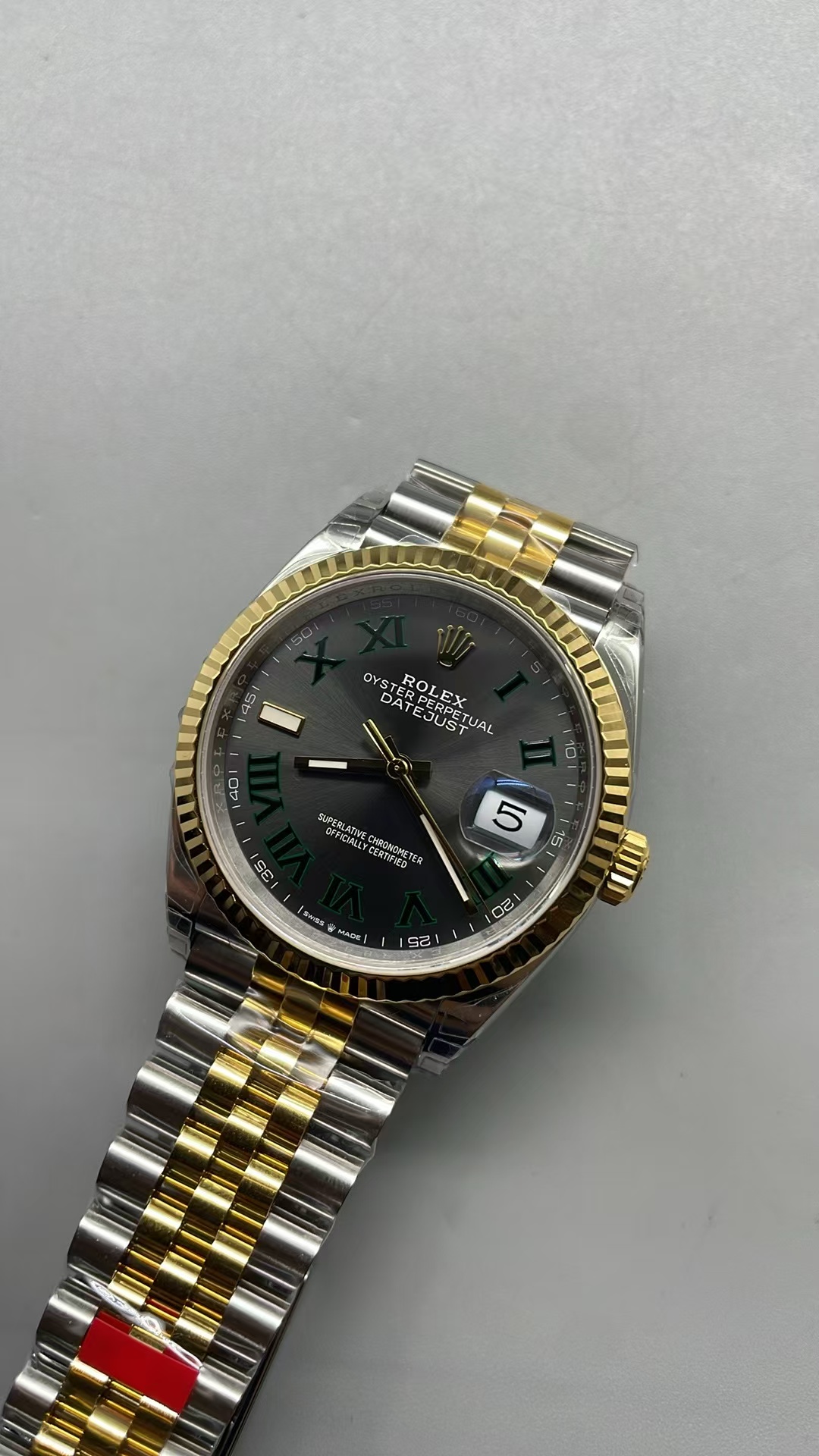 (image for) VSF Rolex Datejust 36mm Wimbledon Two Tone Yellow Gold Case Grey Dial with Super Clone 3235 Movement