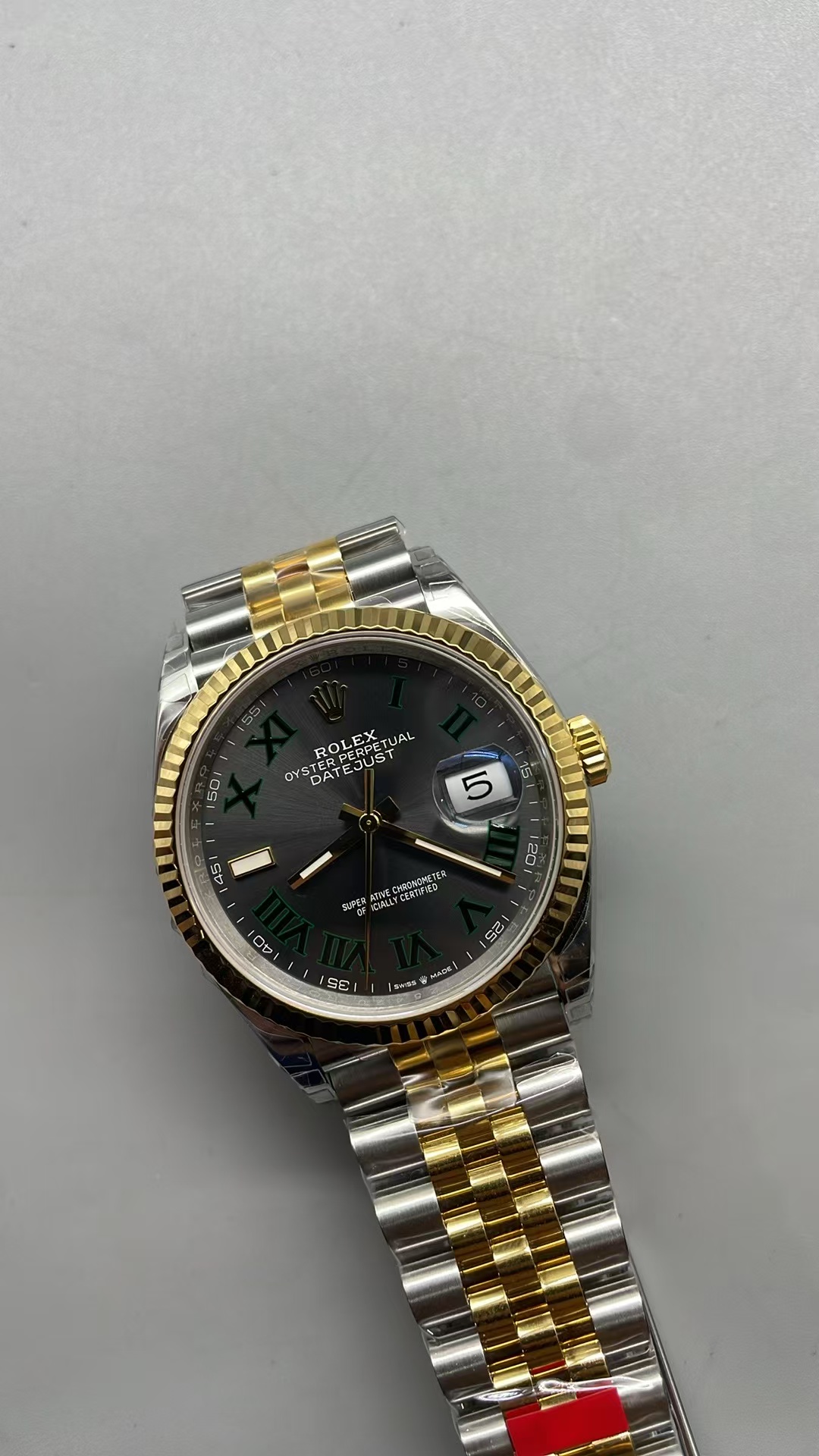 (image for) VSF Rolex Datejust 36mm Wimbledon Two Tone Yellow Gold Case Grey Dial with Super Clone 3235 Movement