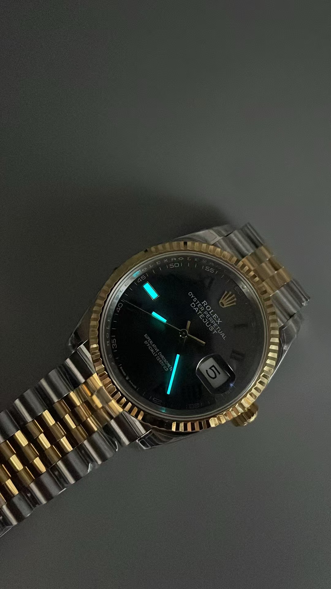 (image for) VSF Rolex Datejust 36mm Wimbledon Two Tone Yellow Gold Case Grey Dial with Super Clone 3235 Movement