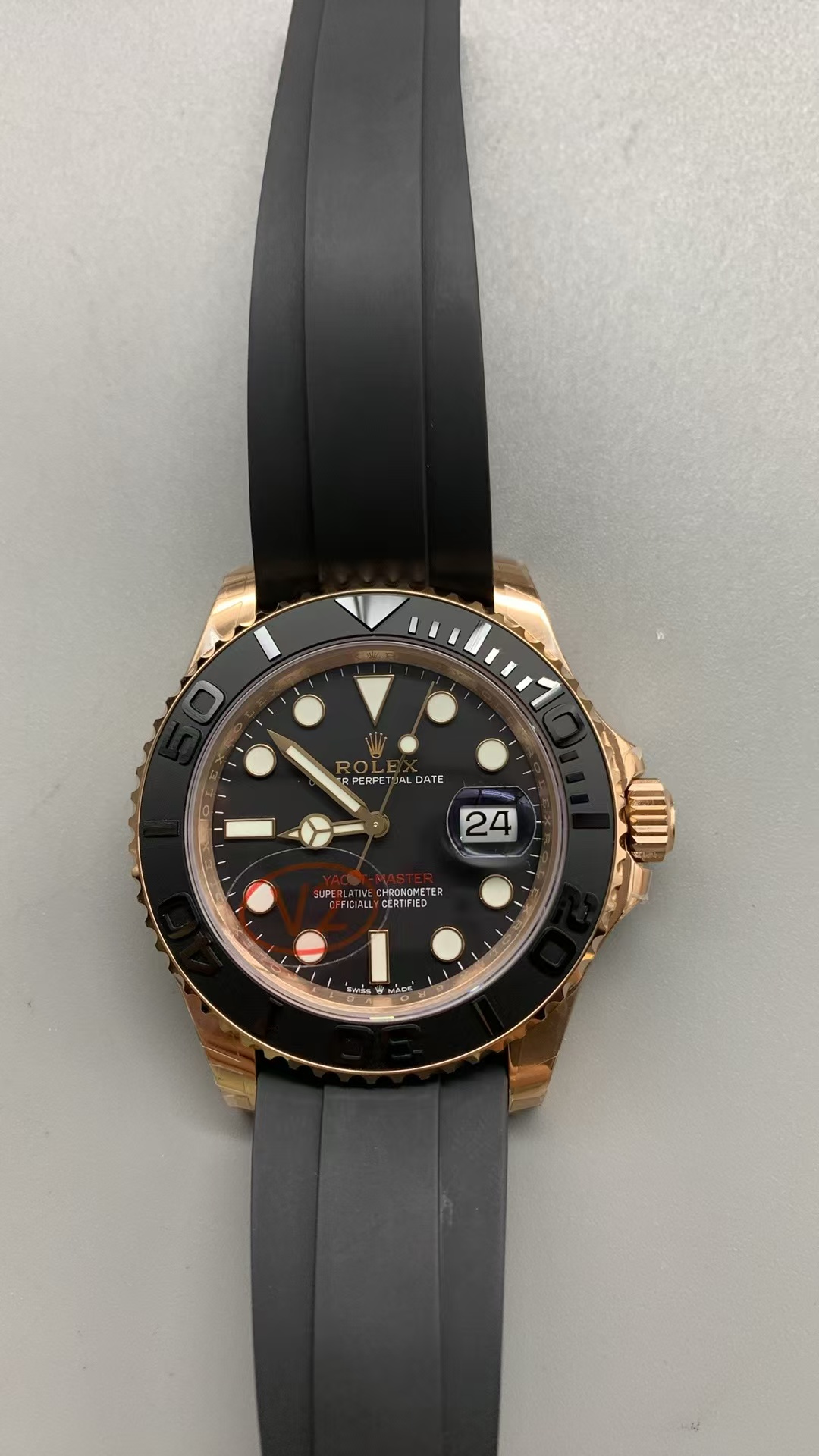 (image for) VSF Rolex YachtMaster 126655 Gain Weight Rose Gold Case Black Ceramic Bezel with Super Clone 3235 Movement