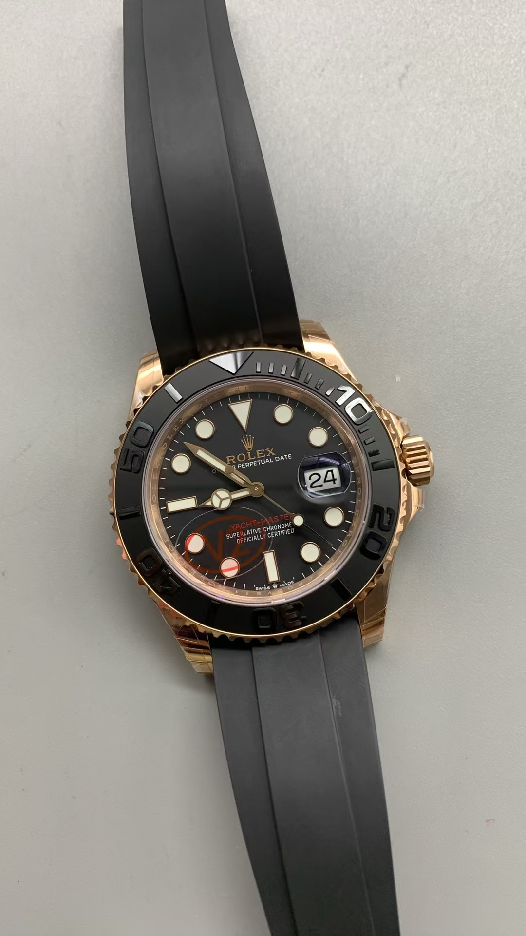 (image for) VSF Rolex YachtMaster 126655 Gain Weight Rose Gold Case Black Ceramic Bezel with Super Clone 3235 Movement
