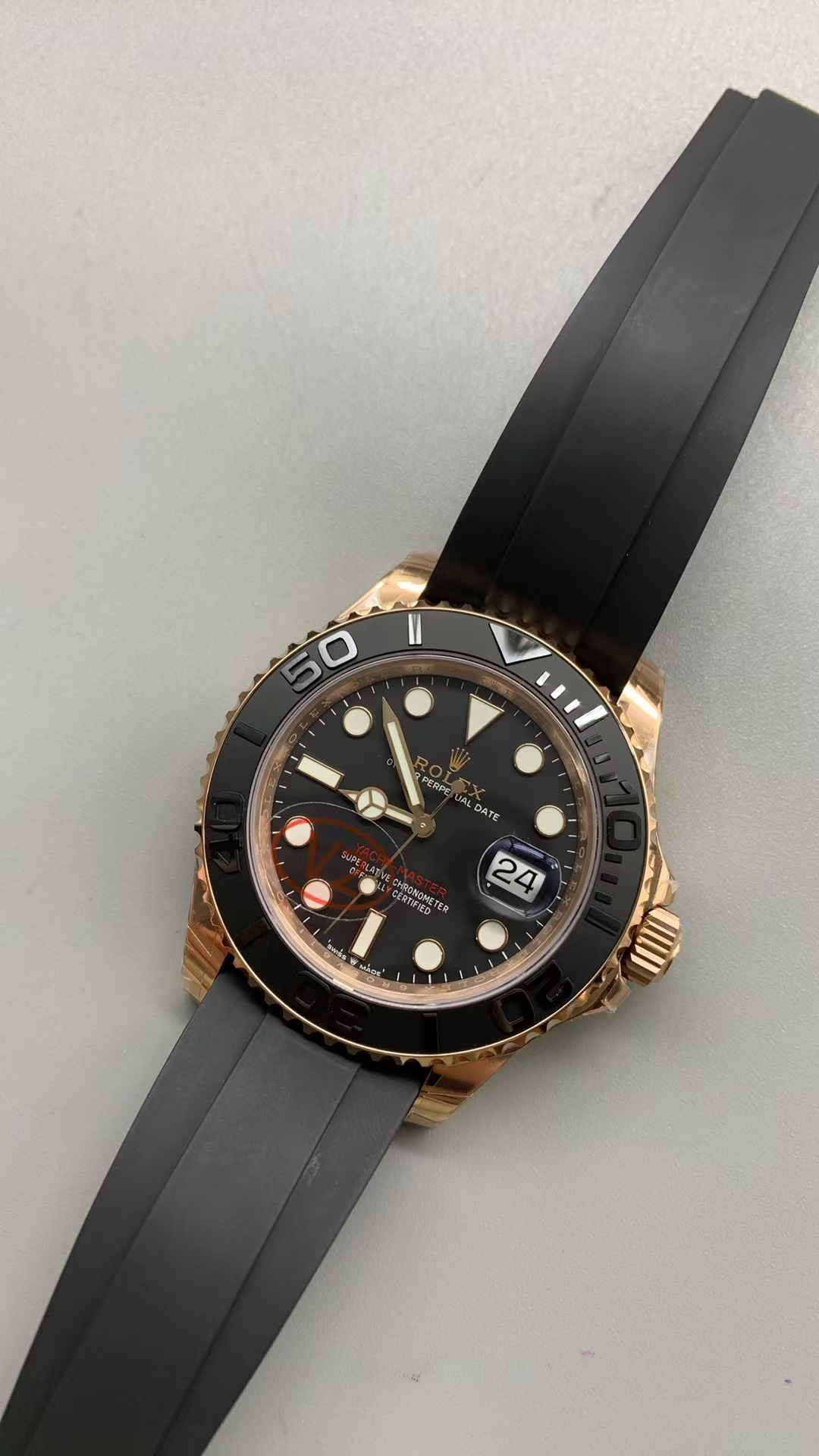 (image for) VSF Rolex YachtMaster 126655 Gain Weight Rose Gold Case Black Ceramic Bezel with Super Clone 3235 Movement
