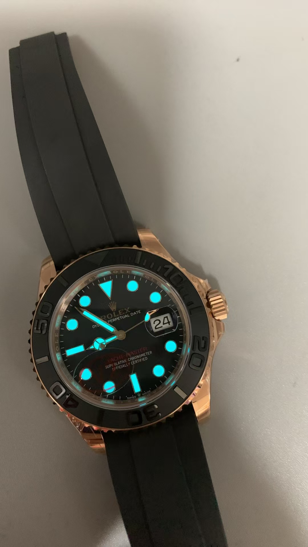 (image for) VSF Rolex YachtMaster 126655 Gain Weight Rose Gold Case Black Ceramic Bezel with Super Clone 3235 Movement