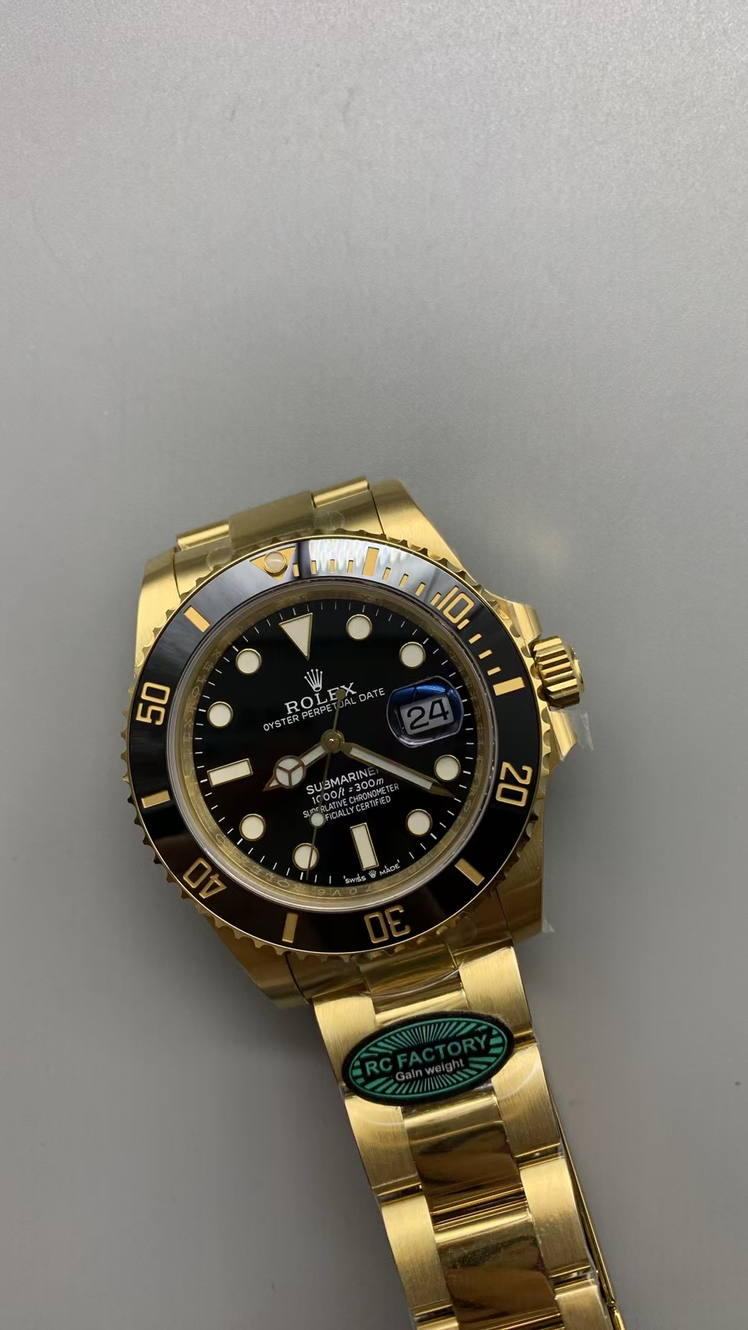 (image for) RCF Rolex Submariner 41mm Gain Weight Full Yellow Gold Case Ceramic Bezel with Super Clone 3235 Movement