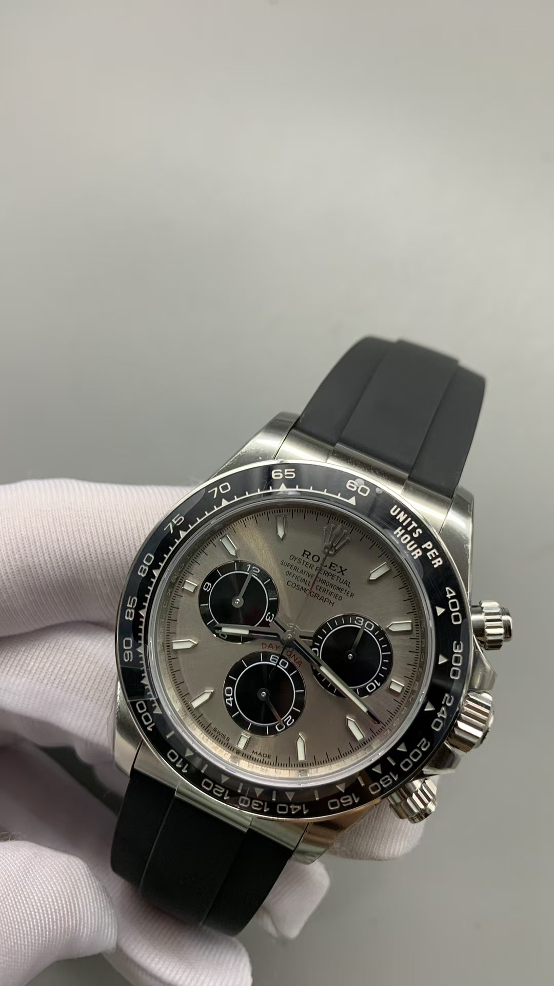 (image for) VSF Rolex Daytona 126519 Gain Weight Grey Dial Black Rubber Band with Super Clone 4131 Movement
