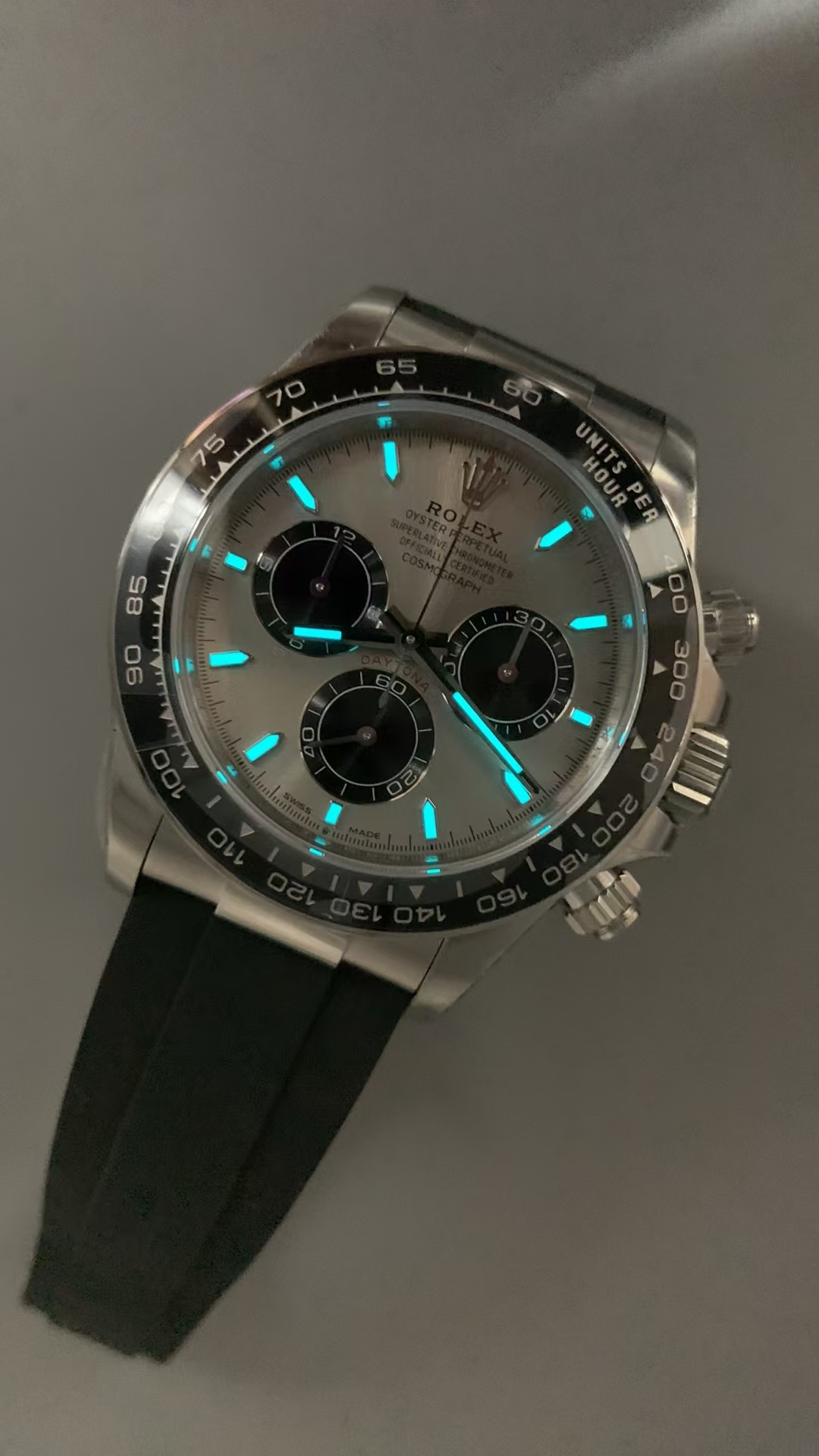 (image for) VSF Rolex Daytona 126519 Gain Weight Grey Dial Black Rubber Band with Super Clone 4131 Movement