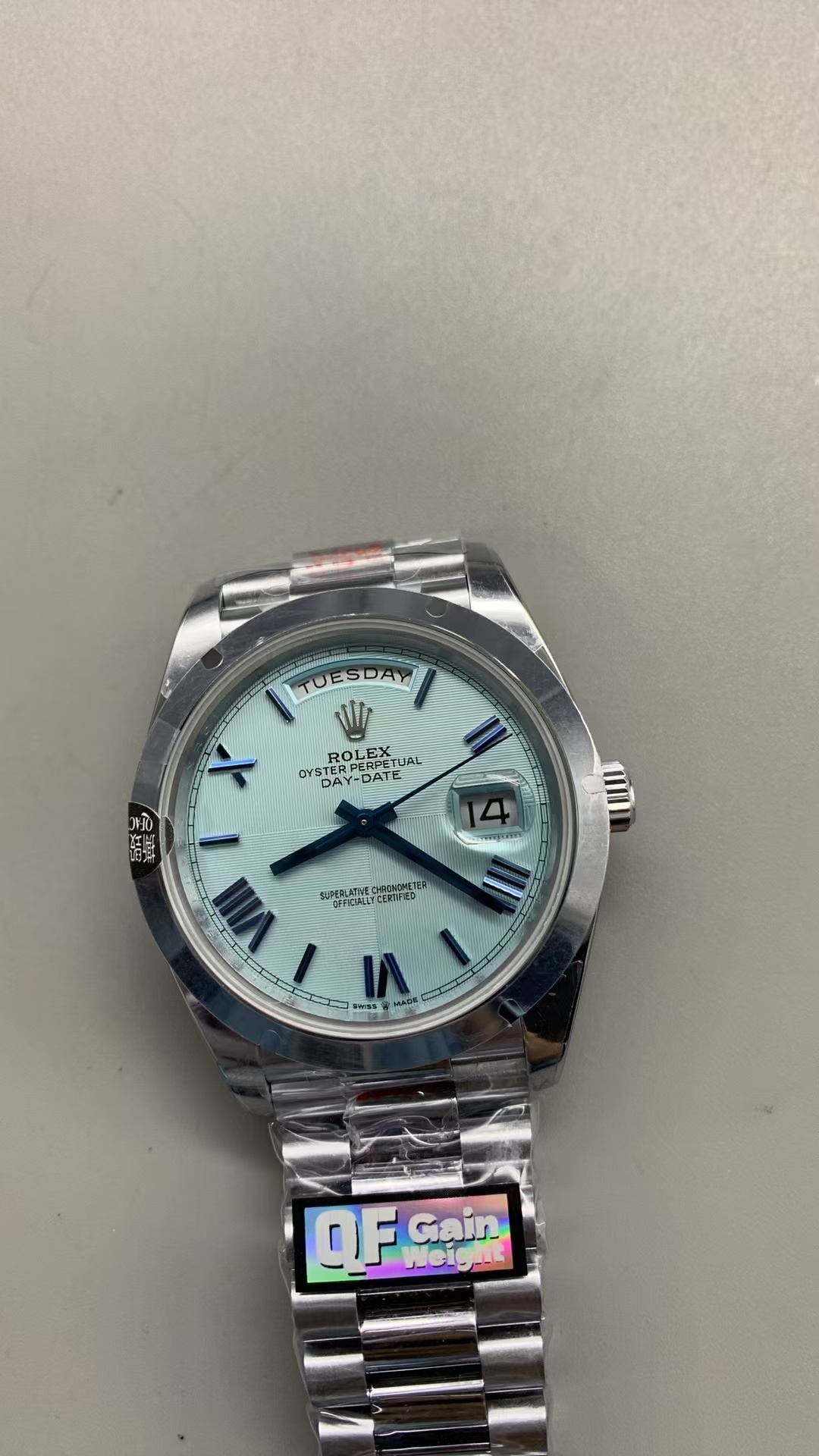 (image for) QF Rolex Day-Date Gain Weight Ice Blue Pattern Dial Clone 3255 Movement