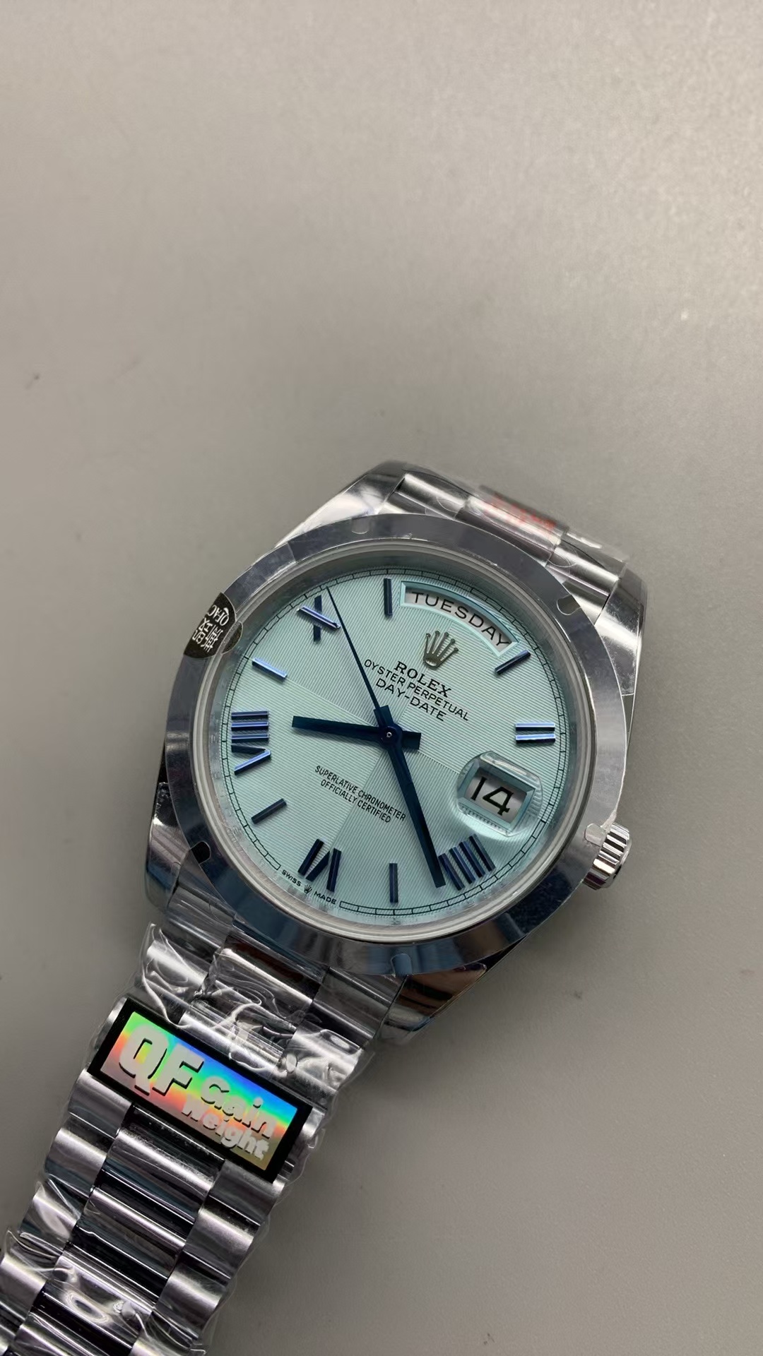 (image for) QF Rolex Day-Date Gain Weight Ice Blue Pattern Dial Clone 3255 Movement