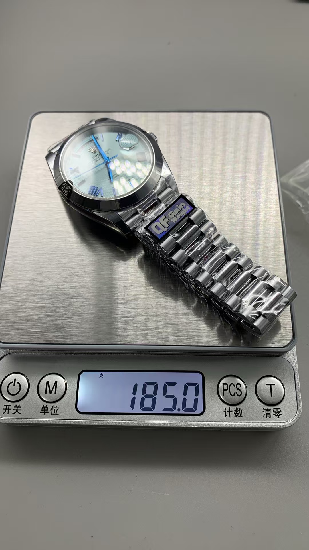 (image for) QF Rolex Day-Date Gain Weight Ice Blue Pattern Dial Clone 3255 Movement