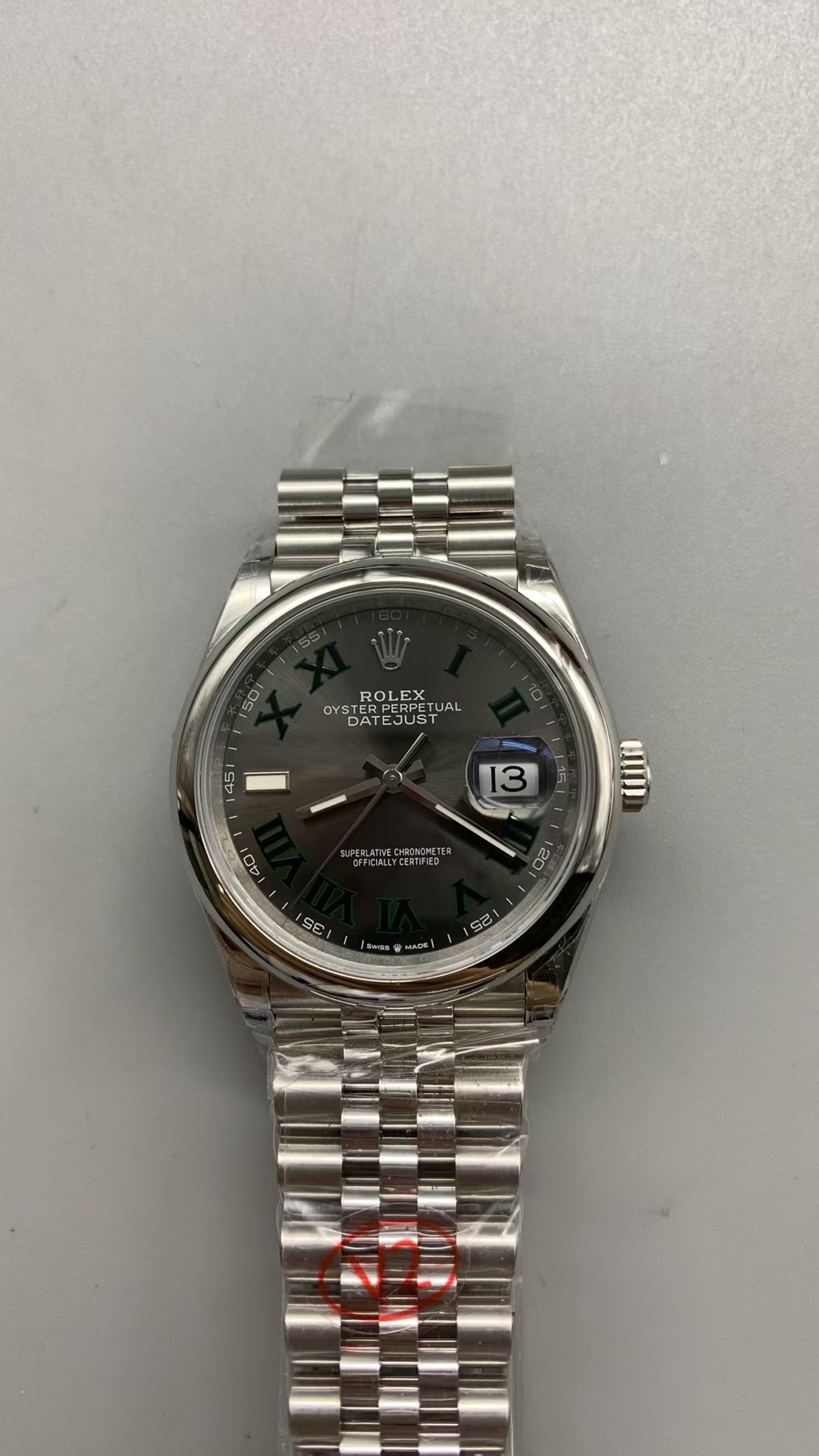 (image for) VSF Rolex Datejust 36mm Wimbledon Smooth Bezel Grey Dial with Super Clone 3235 Movement