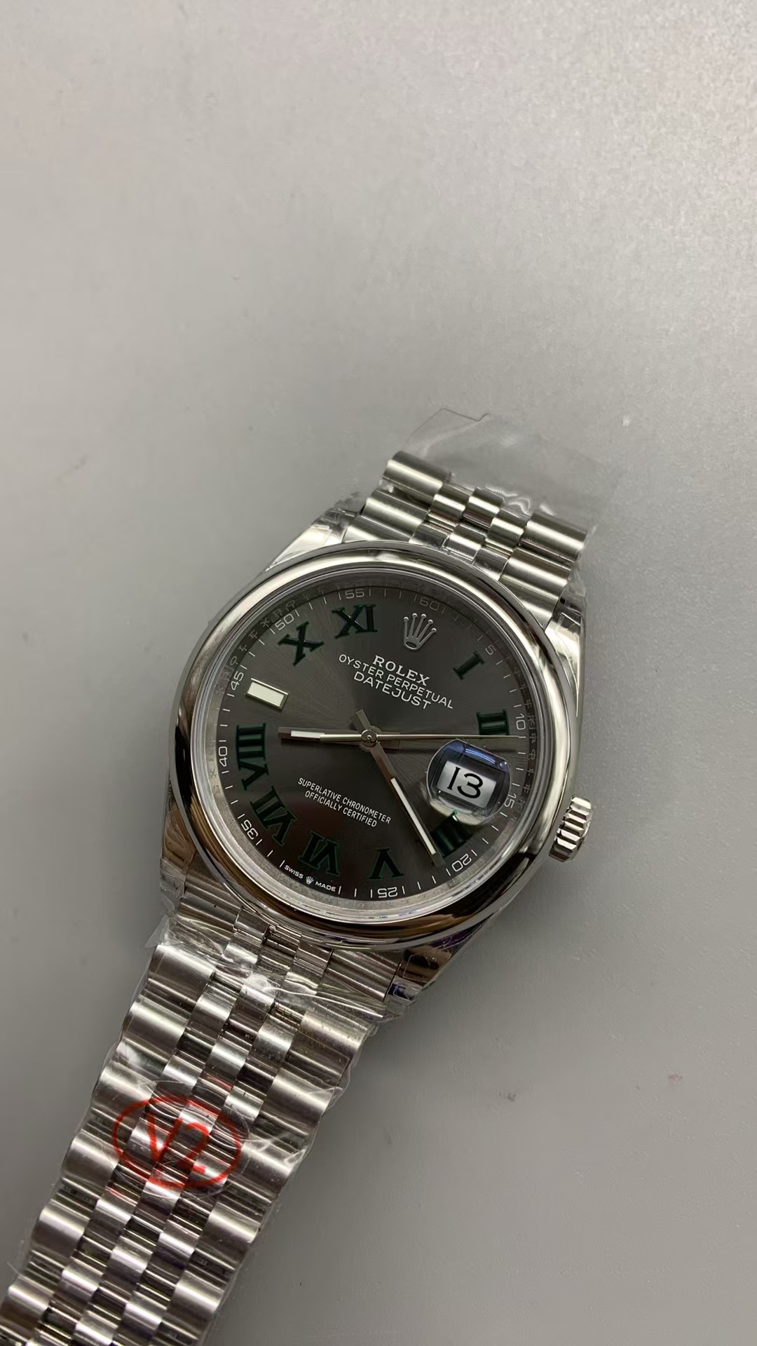 (image for) VSF Rolex Datejust 36mm Wimbledon Smooth Bezel Grey Dial with Super Clone 3235 Movement