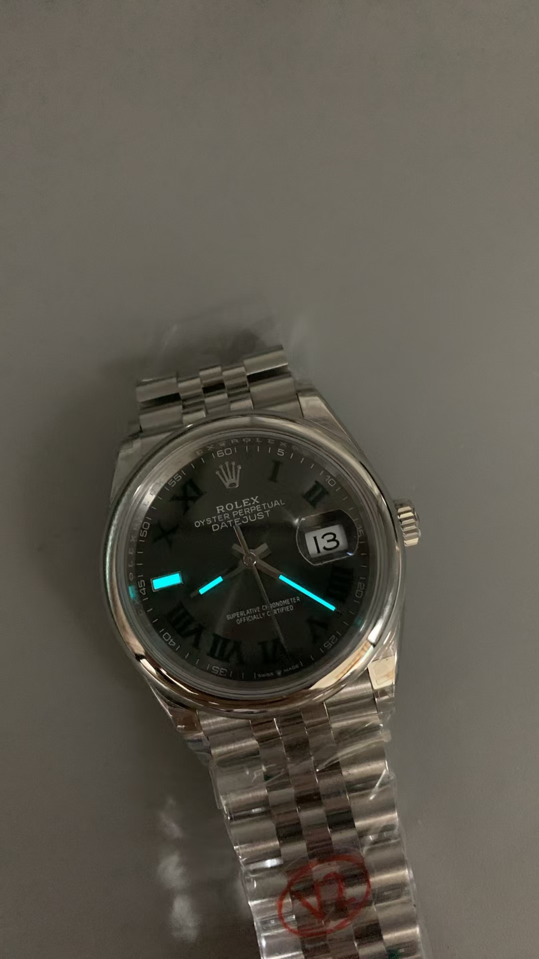 (image for) VSF Rolex Datejust 36mm Wimbledon Smooth Bezel Grey Dial with Super Clone 3235 Movement