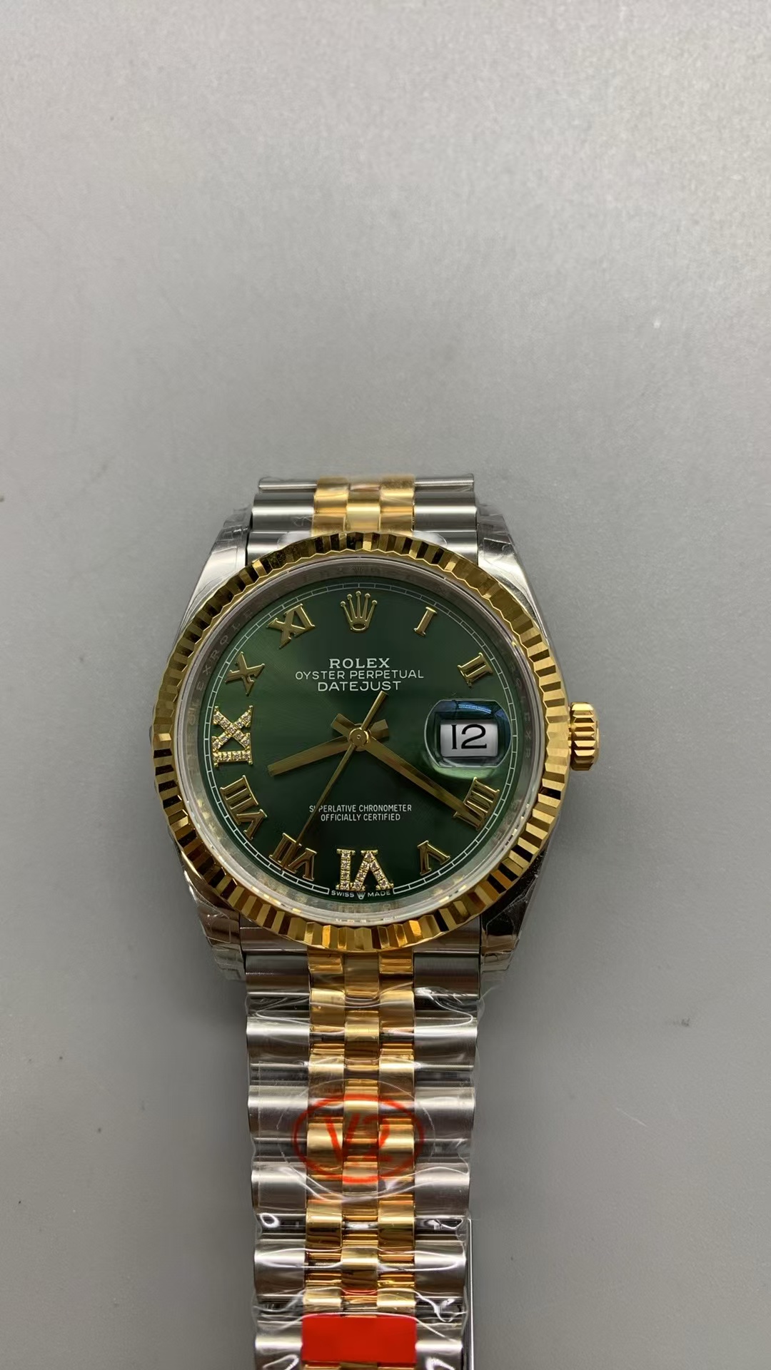 (image for) VSF Rolex Datejust 36mm Two Tone Green Dial Super Clone 3235 Movement