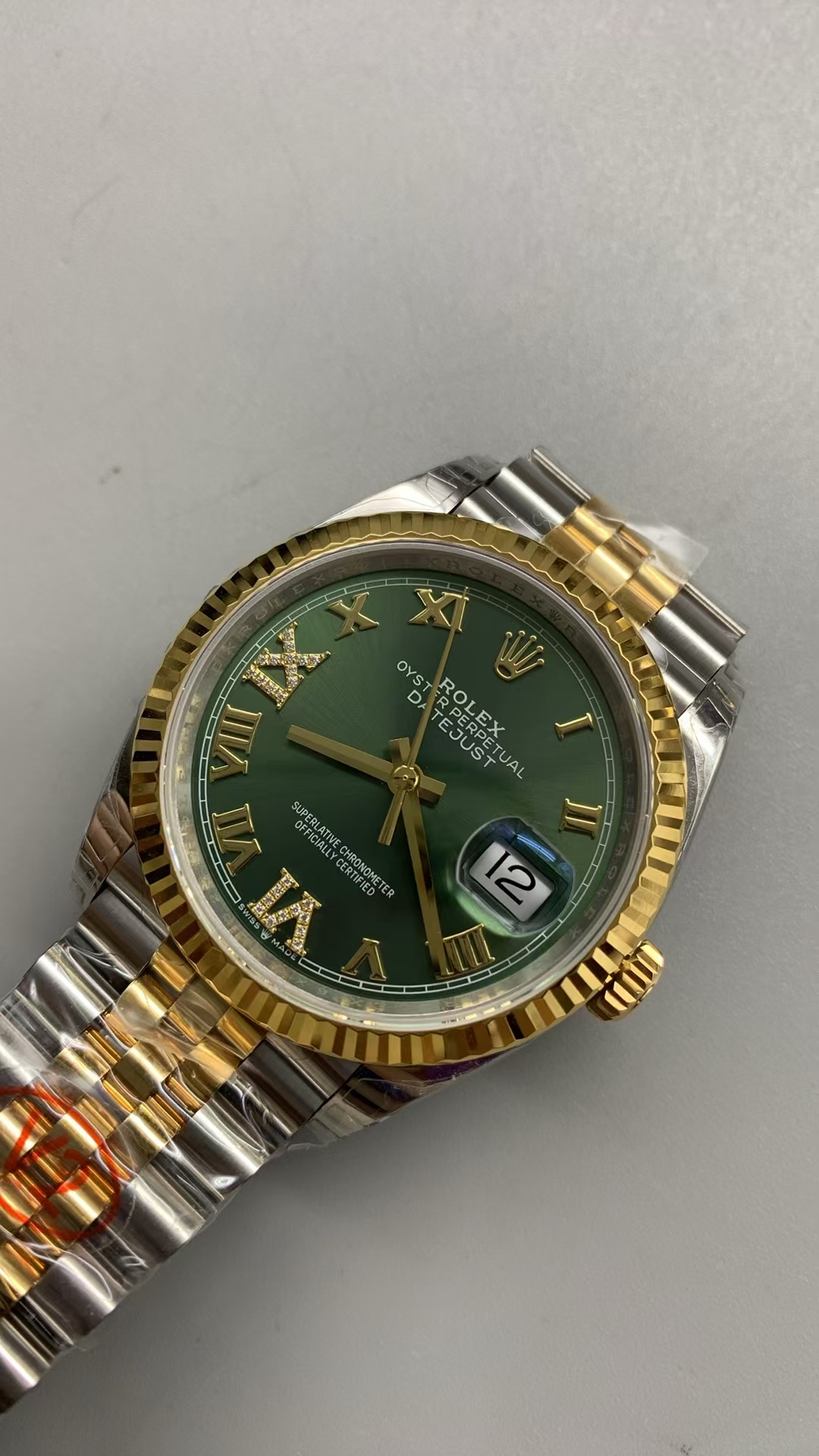 (image for) VSF Rolex Datejust 36mm Two Tone Green Dial Super Clone 3235 Movement