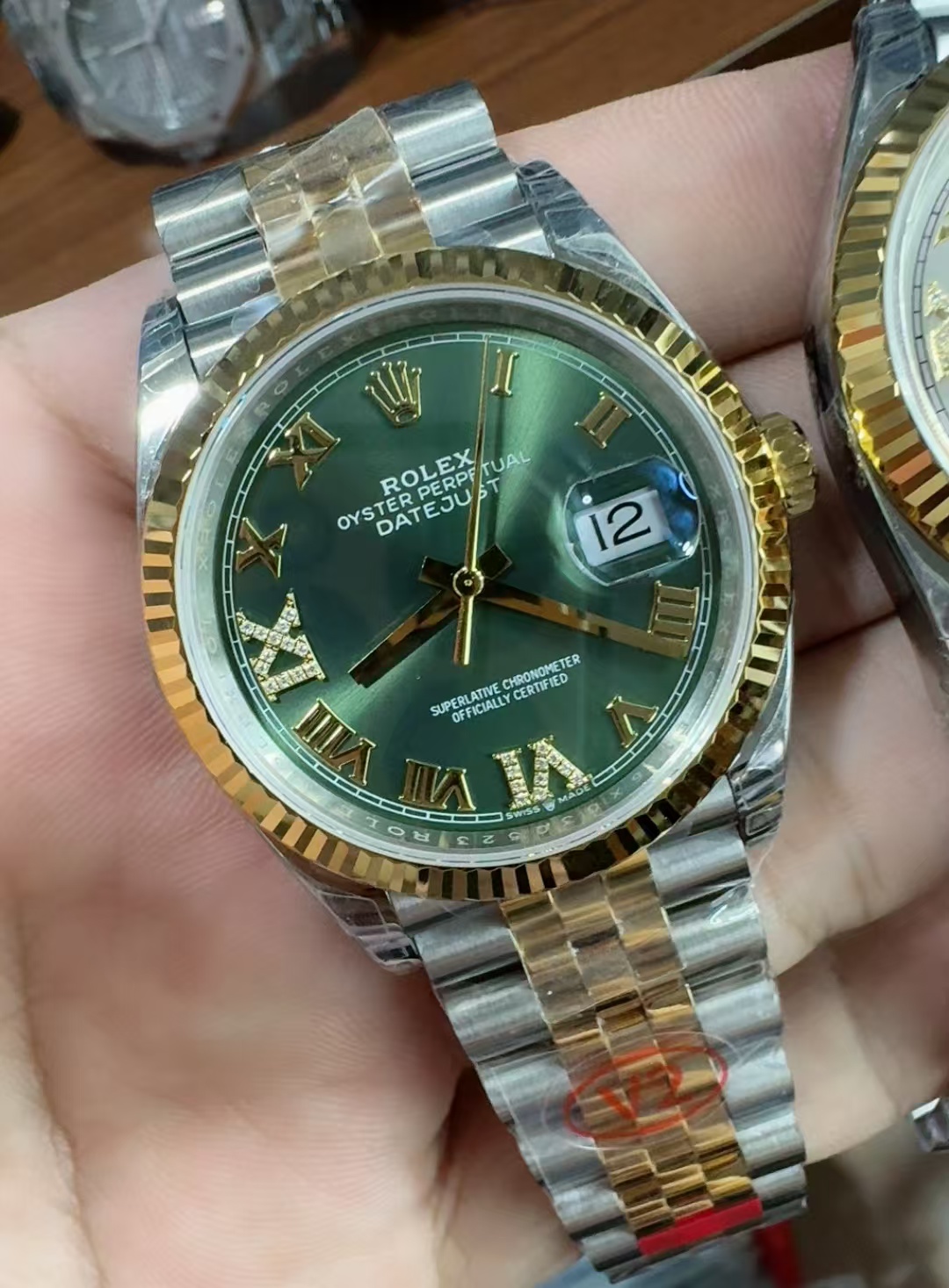 (image for) VSF Rolex Datejust 36mm Two Tone Green Dial Super Clone 3235 Movement