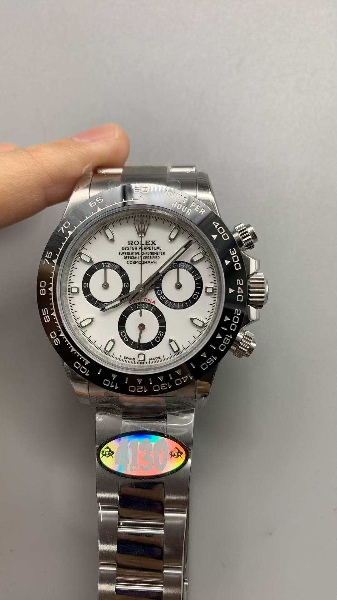 (image for) UFO Factory Rolex Panda Daytona 116500 White Dial Free-Sprung 4130 Movement