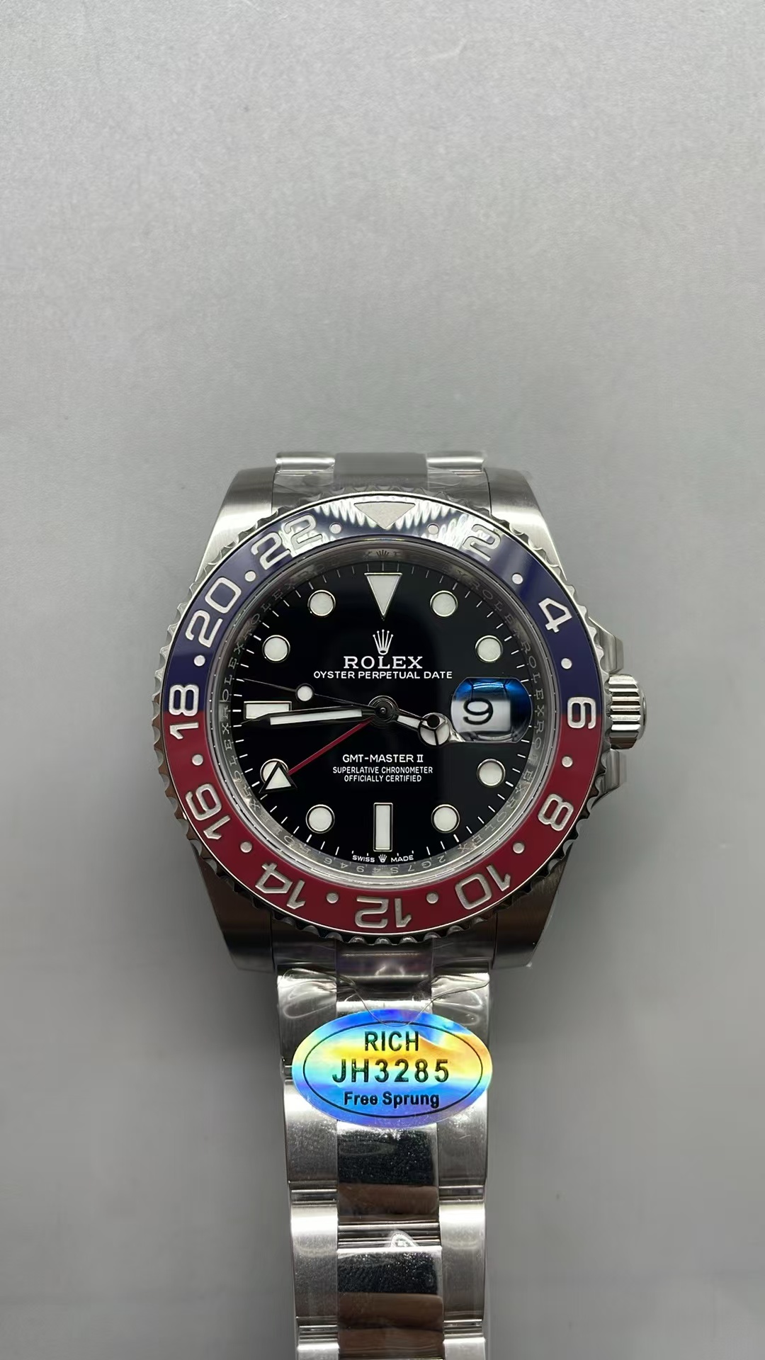 (image for) Rich Factory Rolex GMT-Master II 126710 Pepsi Blue/Red Ceramic Bezel Oyster Bracelet Free-Sprung JH3285 Movement