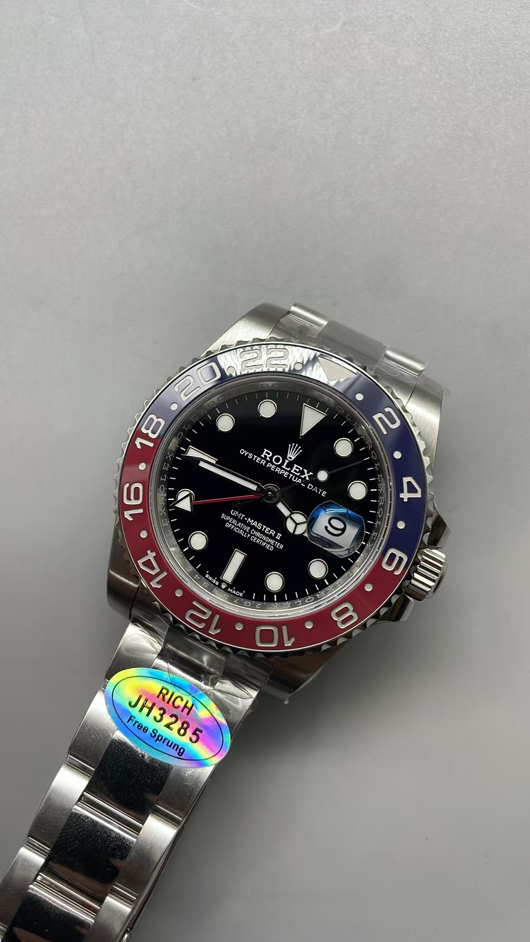 (image for) Rich Factory Rolex GMT-Master II 126710 Pepsi Blue/Red Ceramic Bezel Oyster Bracelet Free-Sprung JH3285 Movement