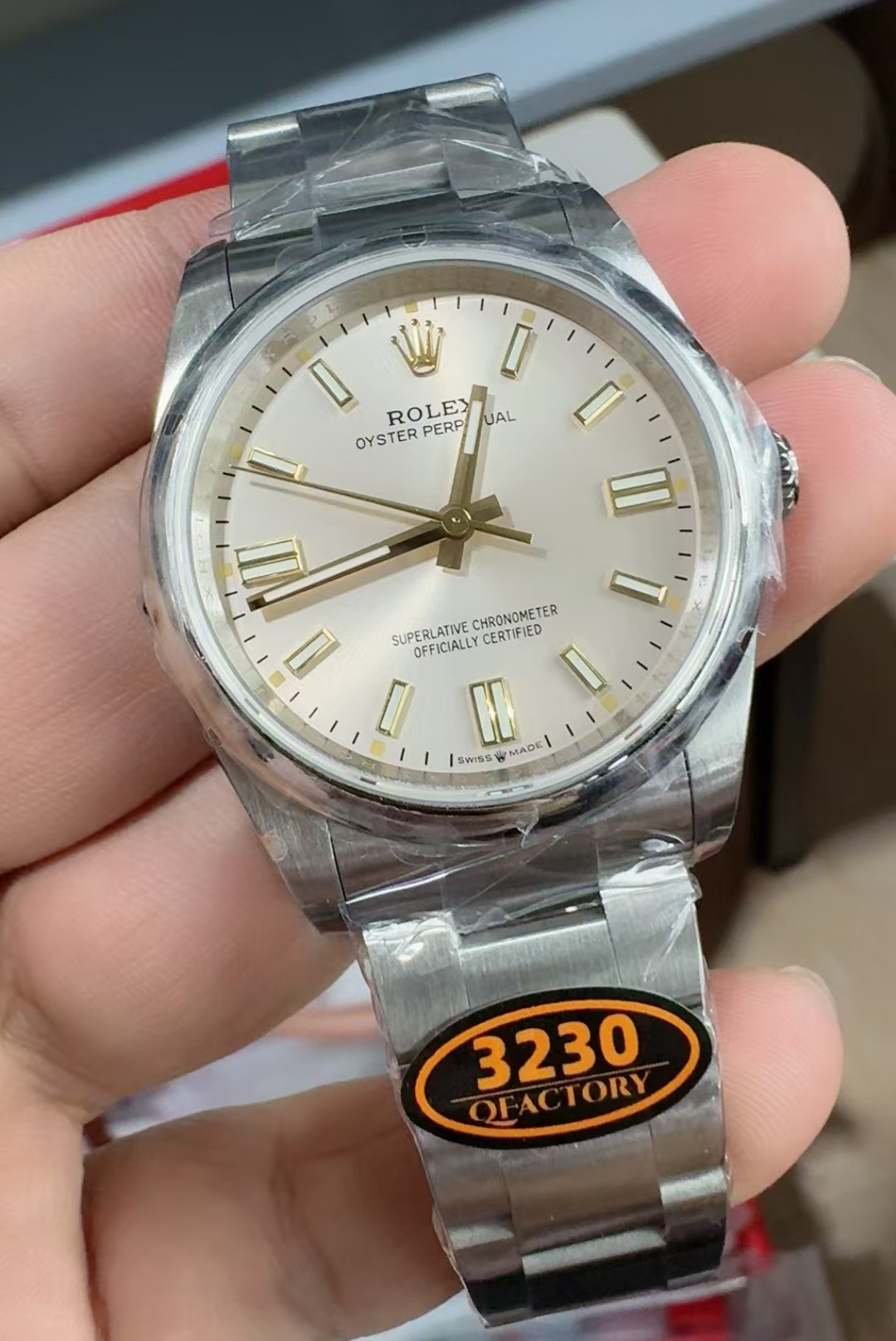 (image for) QF Rolex Oyster Perpetual 36mm Silver Dial Super Clone 3230 Movement with Free-Sprung Balance