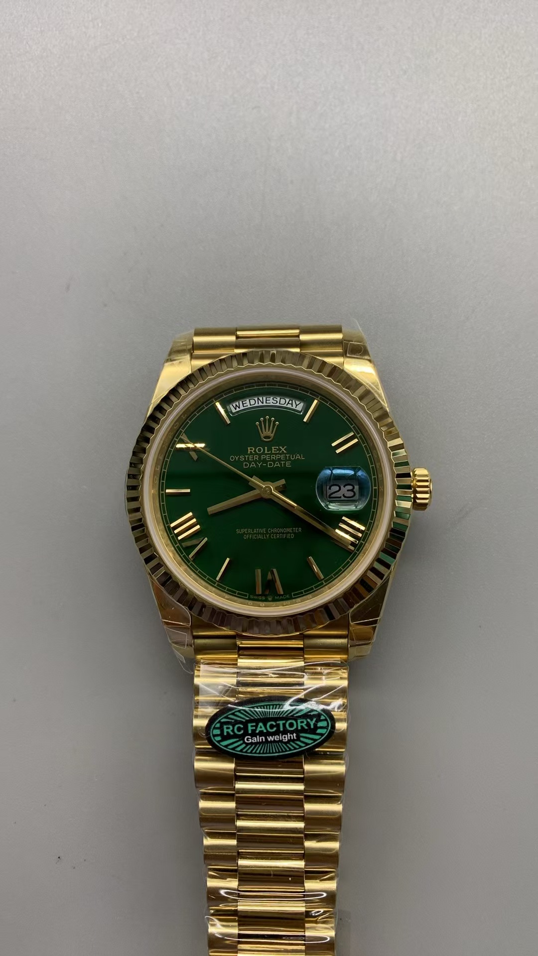 (image for) RCF Rolex Day-Date Gain Weight Full Yellow Gold Casino Green Dial with Super Clone 3255 Movement
