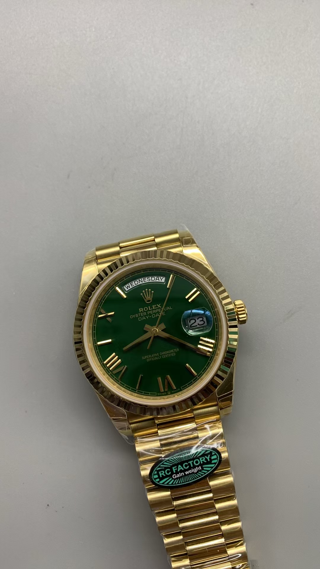 (image for) RCF Rolex Day-Date Gain Weight Full Yellow Gold Casino Green Dial with Super Clone 3255 Movement