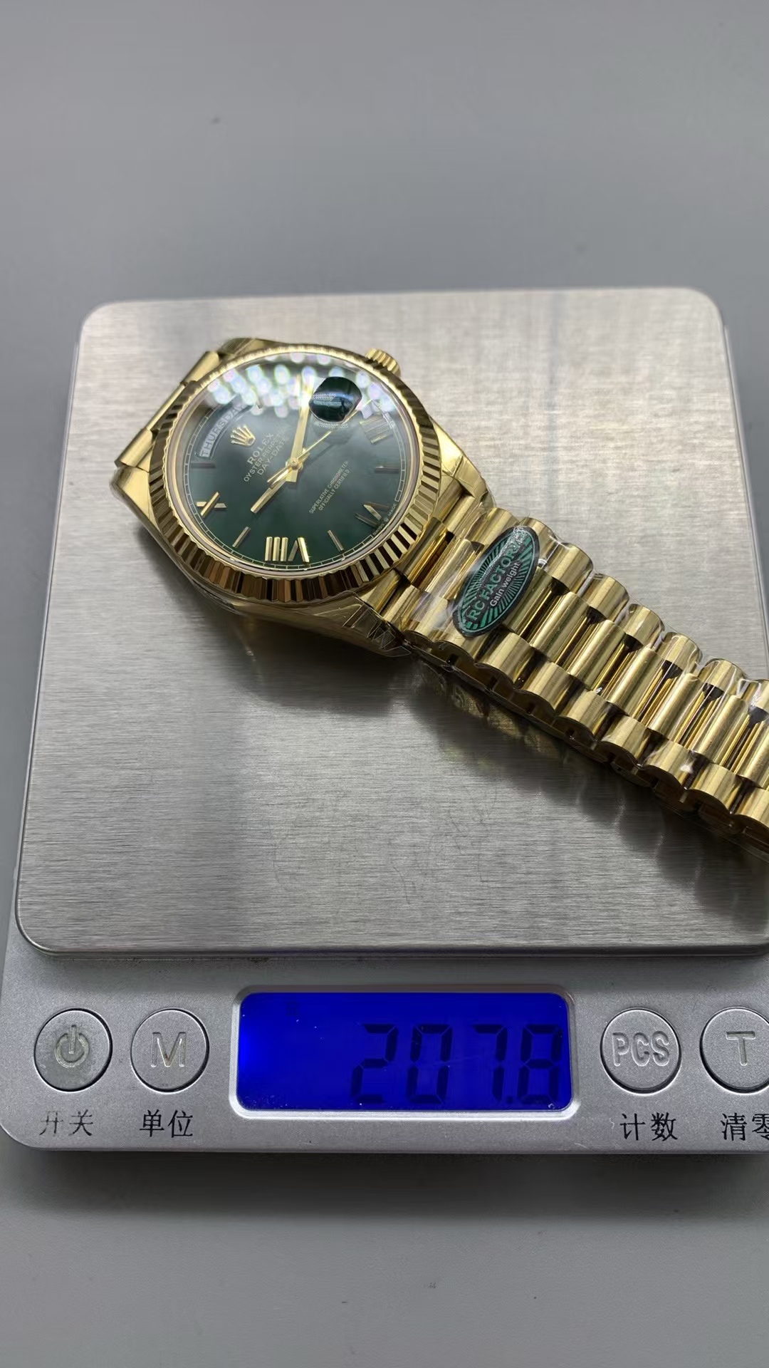 (image for) RCF Rolex Day-Date Gain Weight Full Yellow Gold Casino Green Dial with Super Clone 3255 Movement