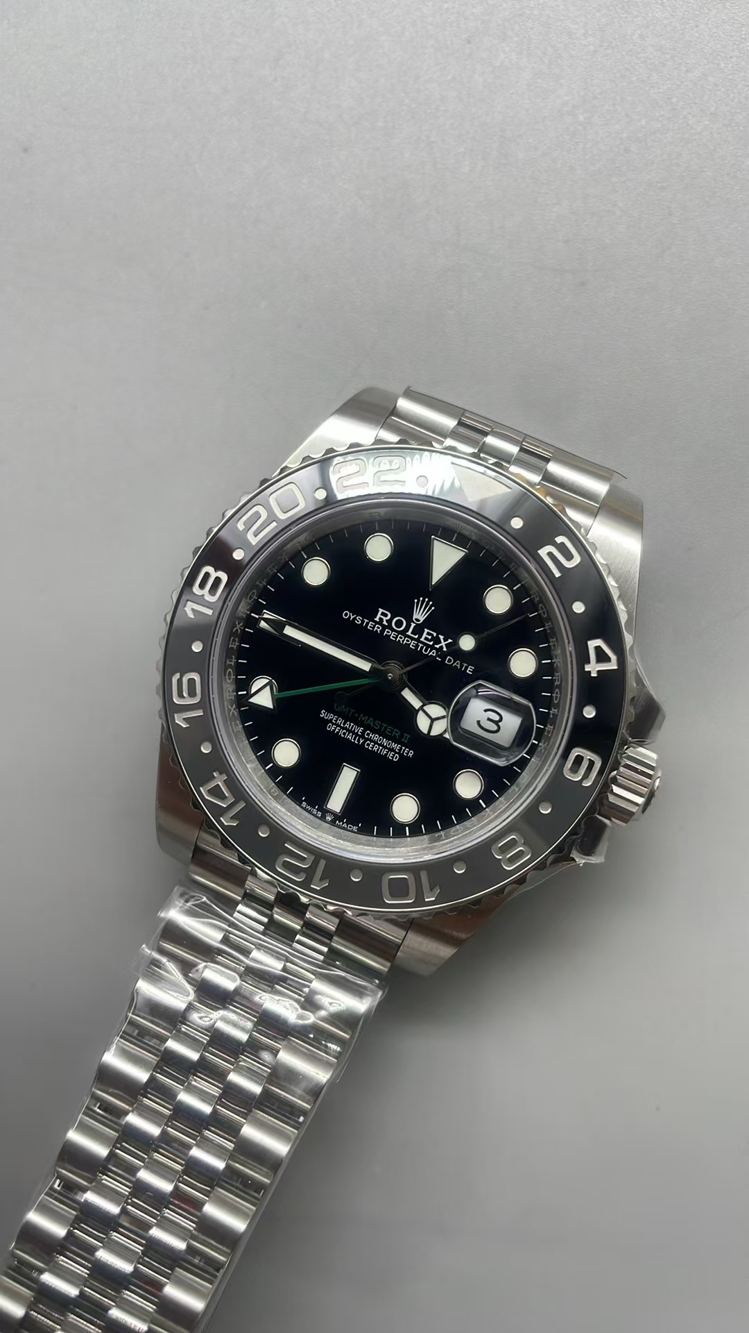 (image for) VSF Rolex GMT-Master II 126710GRNR Black Grey Ceramic Bezel Jubilee Bracelet with Super Clone 3285 Movement