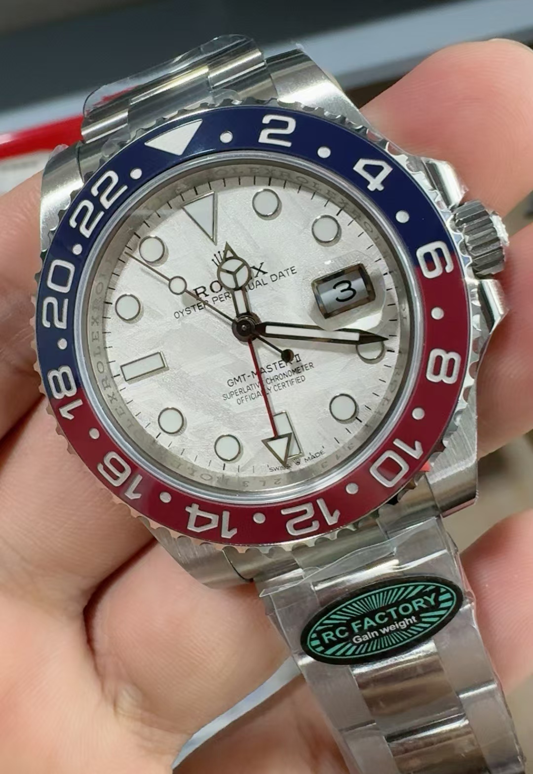 (image for) RCF Rolex GMT-Master II 126719 Gain Weight Pepsi Meteorite Dial with Super Clone 3285 Movement