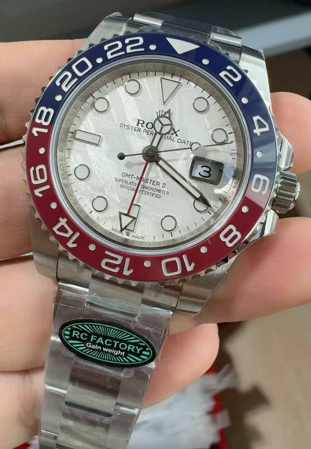 (image for) RCF Rolex GMT-Master II 126719 Gain Weight Pepsi Meteorite Dial with Super Clone 3285 Movement