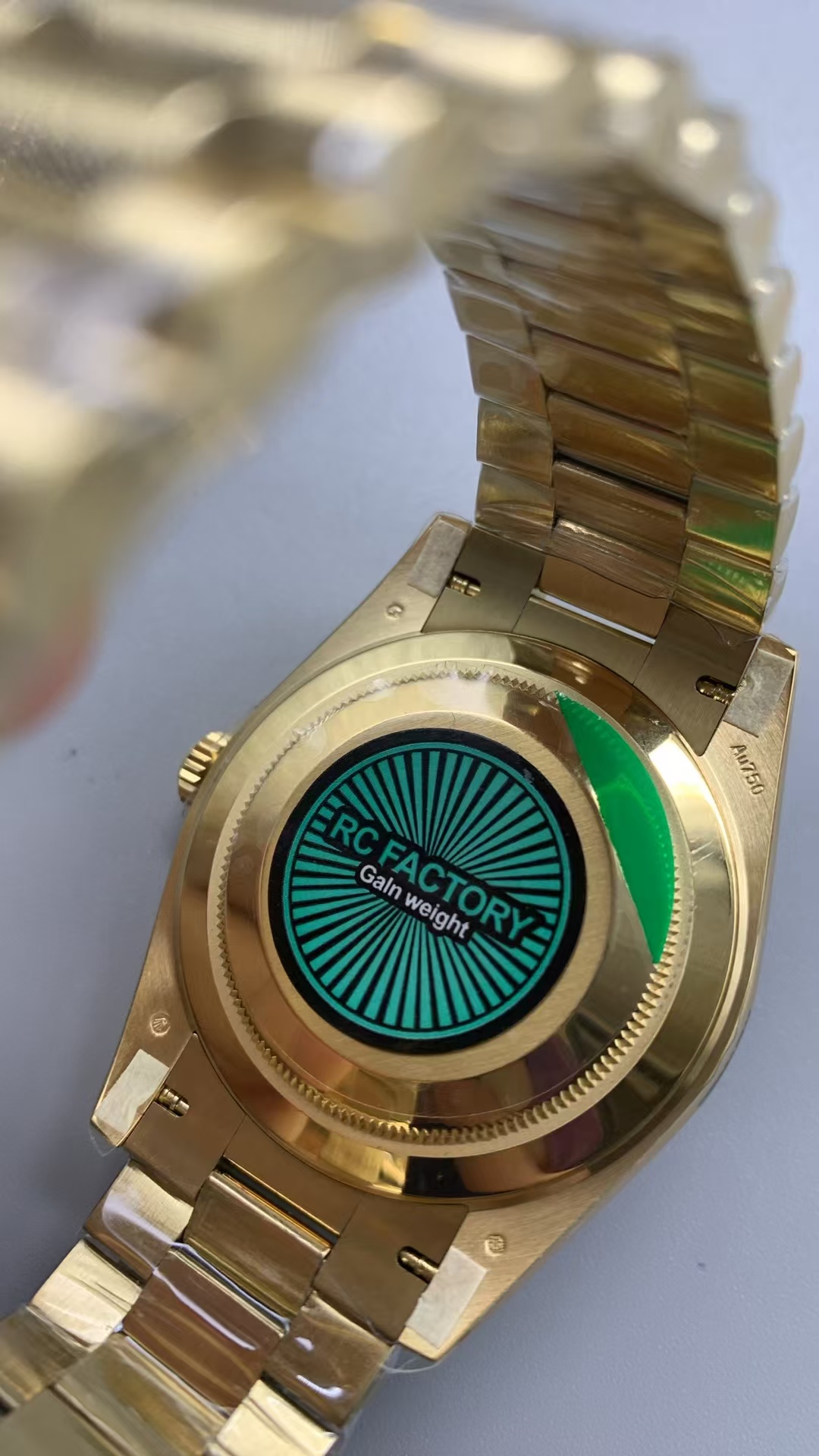 (image for) RCF Rolex Day-Date Gain Weight Yellow Gold Case Ombre Green Dial Super Clone 3255 Movement
