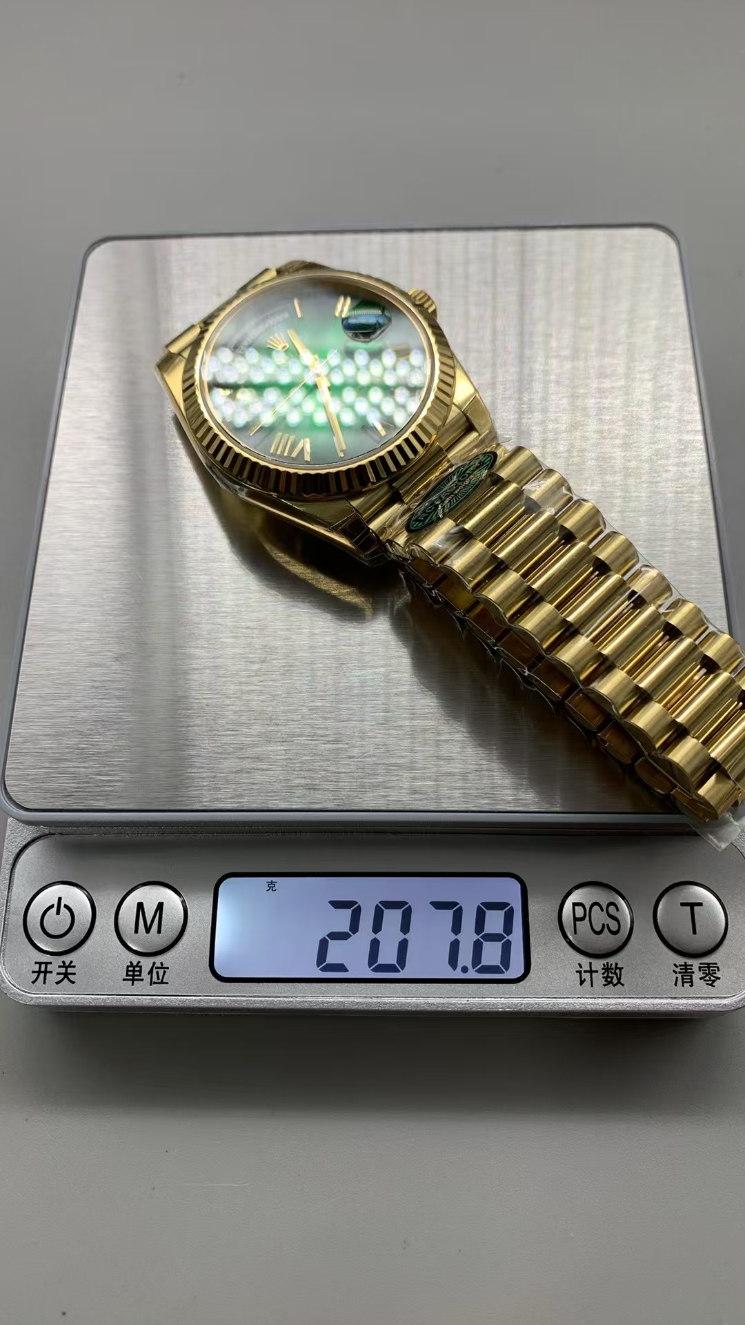 (image for) RCF Rolex Day-Date Gain Weight Yellow Gold Case Ombre Green Dial Super Clone 3255 Movement