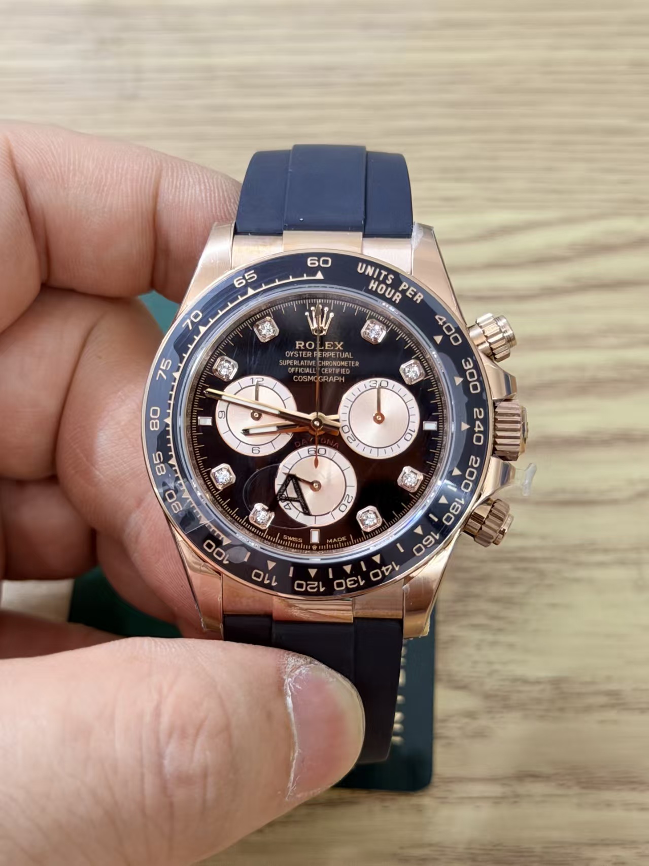 (image for) VSF Rolex Daytona Gain Weight Rose Gold Case Black Diamond Dial Super Clone 4131 Movement