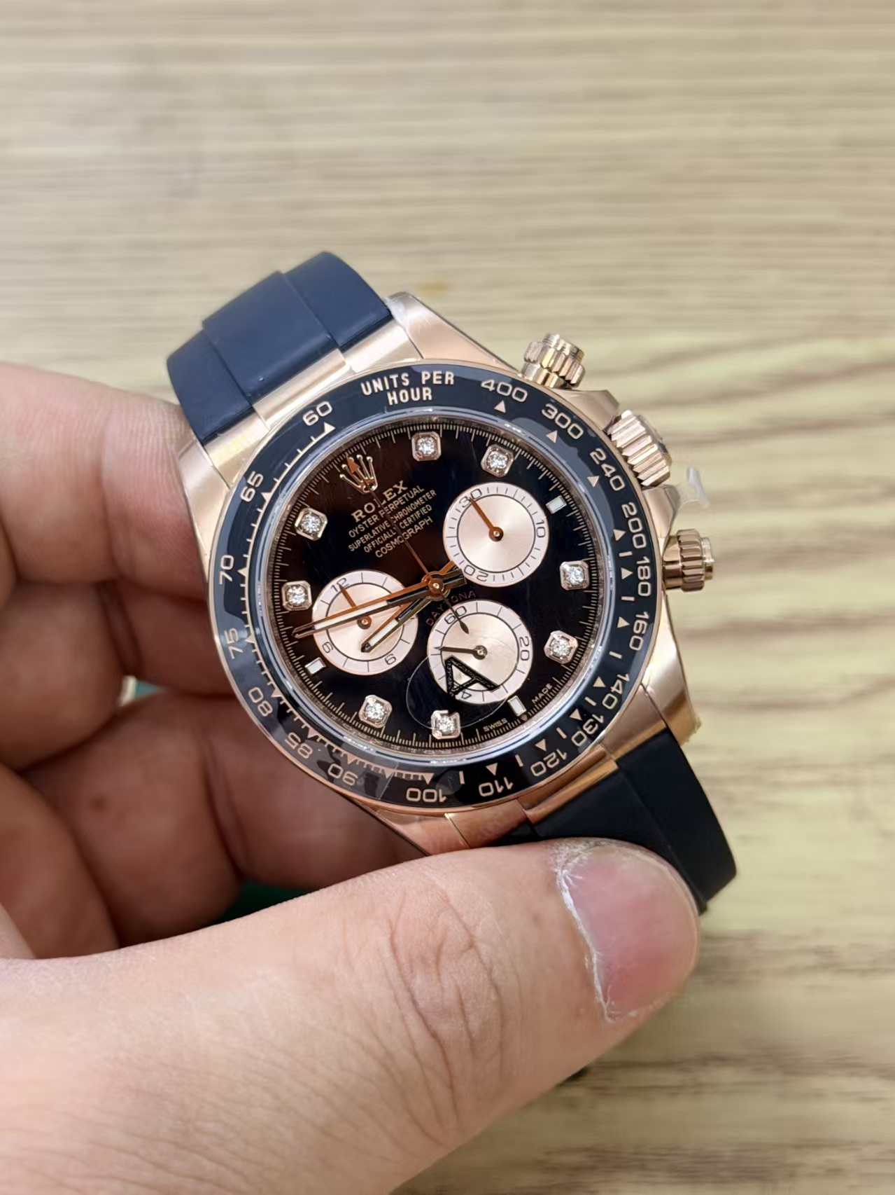 (image for) VSF Rolex Daytona Gain Weight Rose Gold Case Black Diamond Dial Super Clone 4131 Movement