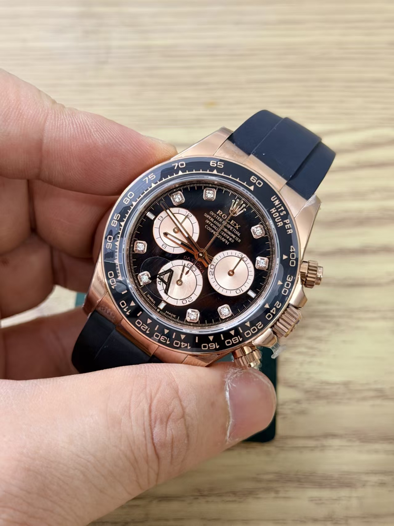 (image for) VSF Rolex Daytona Gain Weight Rose Gold Case Black Diamond Dial Super Clone 4131 Movement