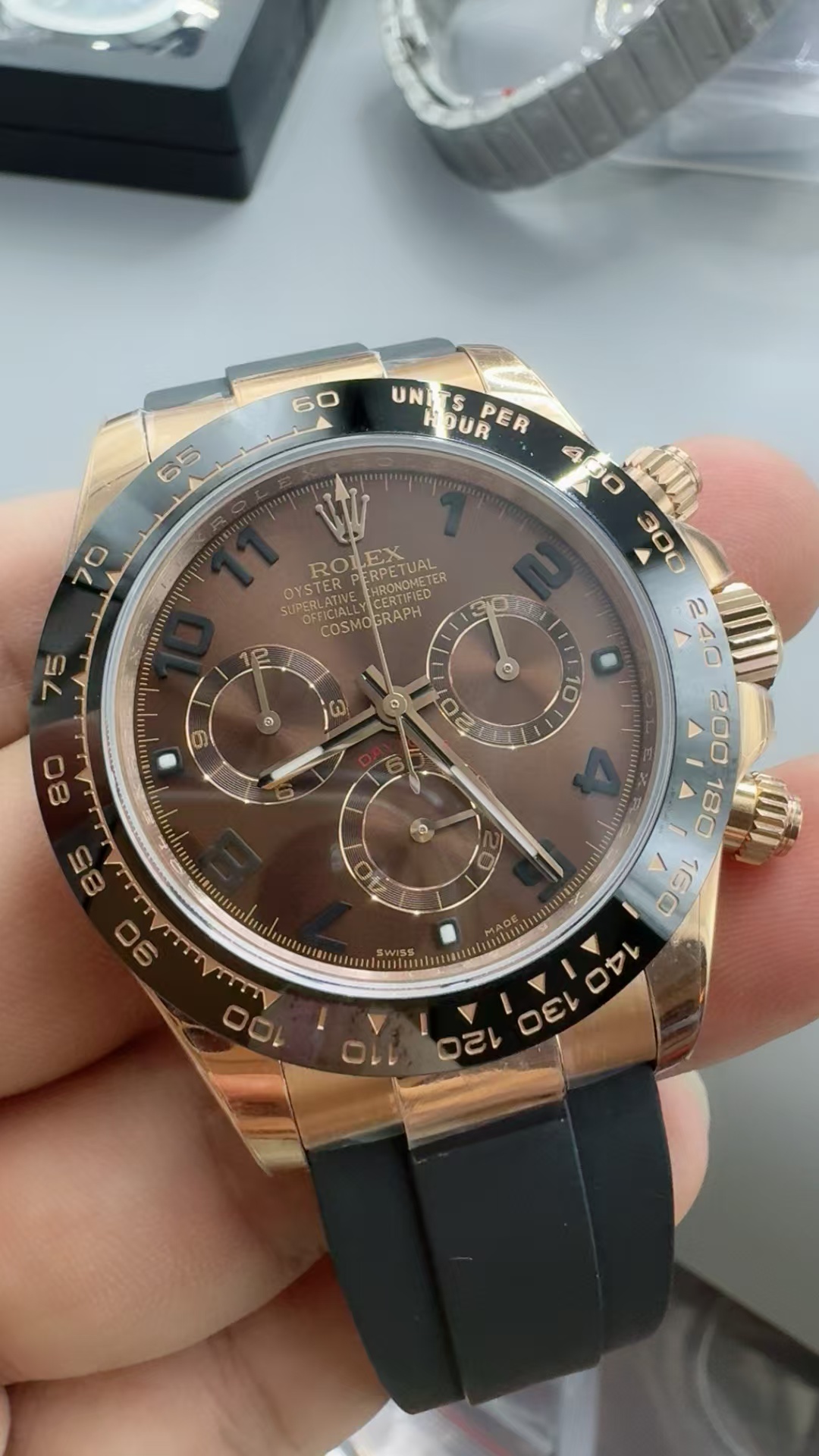 (image for) QF Rolex Daytona 116515 Gain Weight Rose Gold Case Chocolate Dial Free Sprung 4130 Movement