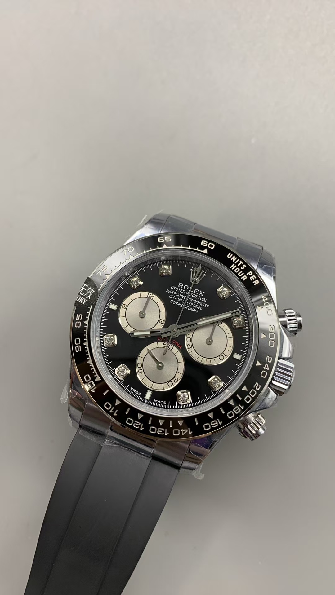 (image for) QF Rolex Daytona 126519 Gain Weight Black Diamond Dial Super Clone 4131 Movement