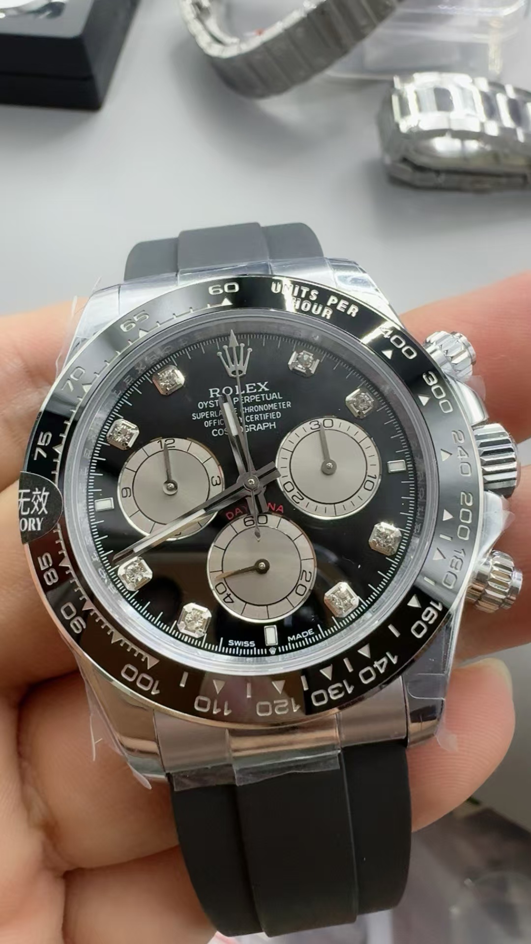(image for) QF Rolex Daytona 126519 Gain Weight Black Diamond Dial Super Clone 4131 Movement